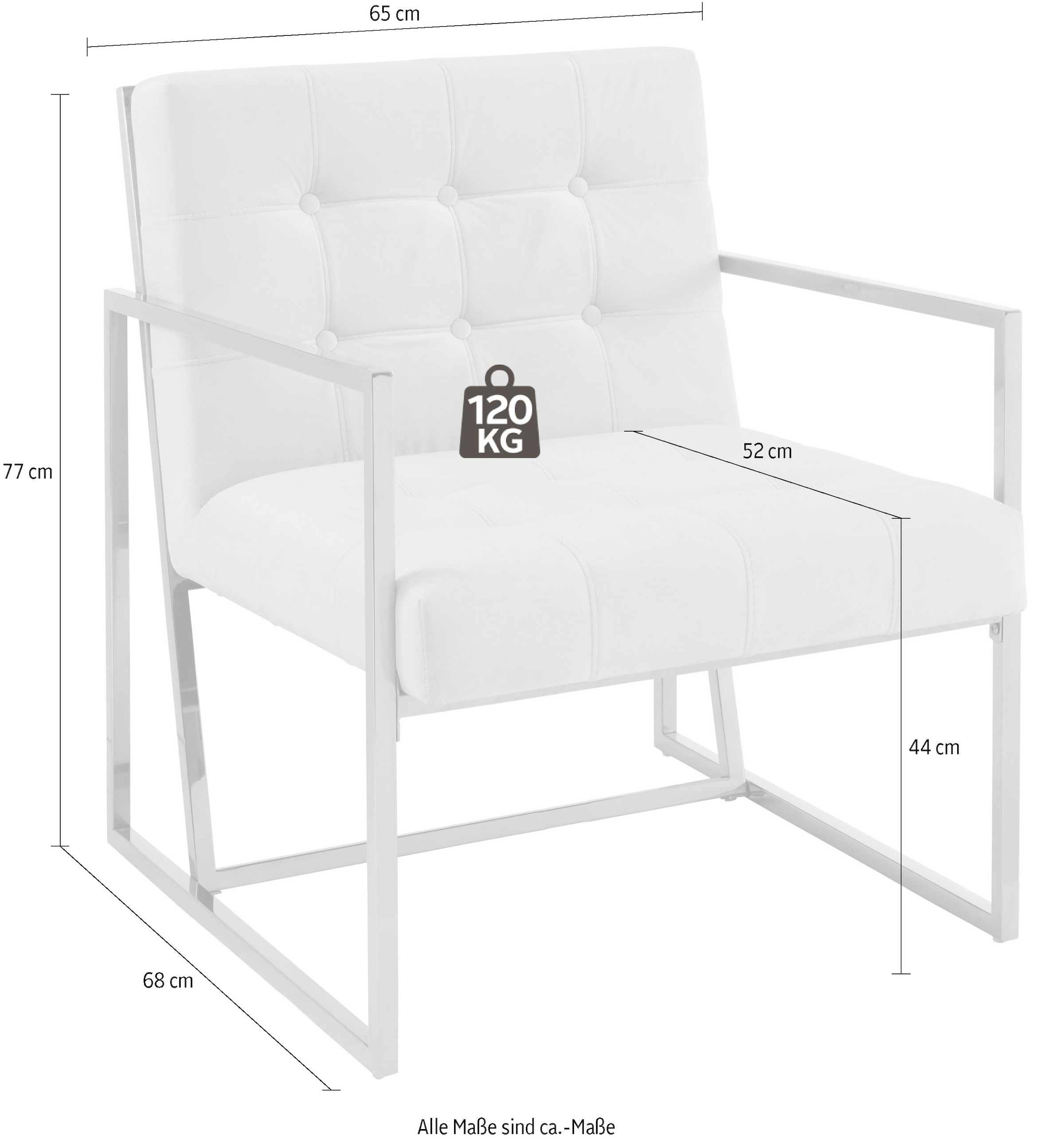 Guido Maria Kretschmer Home&Living Sessel »Silwai«, mit schönem Metallgestell und Samtpolsterung, Sitzhöhe 44 cm