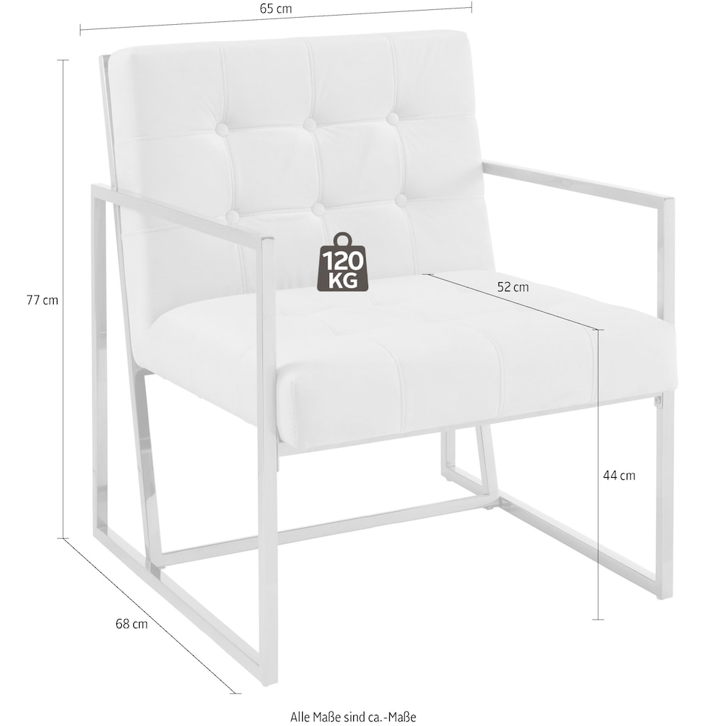 Guido Maria Kretschmer Home&Living Sessel »Silwai«, mit schönem Metallgestell und Samtpolsterung, Sitzhöhe 44 cm