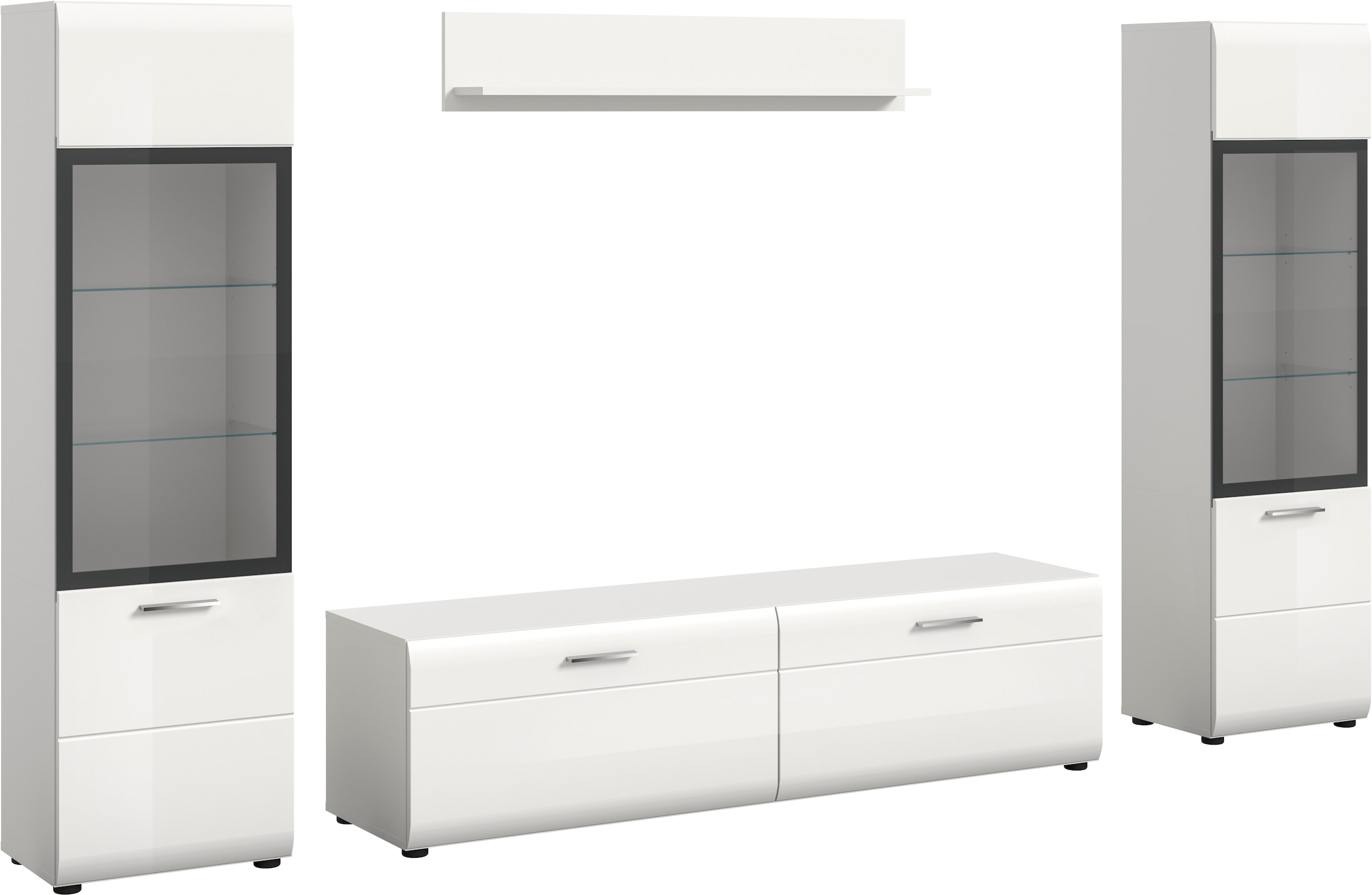 INOSIGN Wohnwand "FLORENZ, 4-teilige Wohn-Kombination, hochwertige MDF-Fron günstig online kaufen