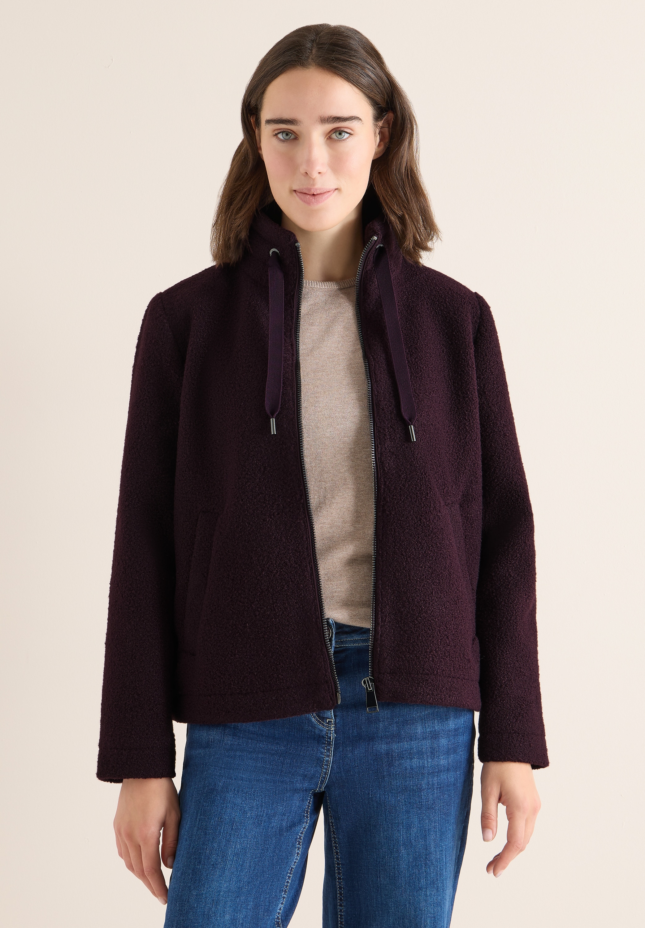 Cecil Fellimitatjacke ohne Kapuze mit Stehkragen günstig online kaufen