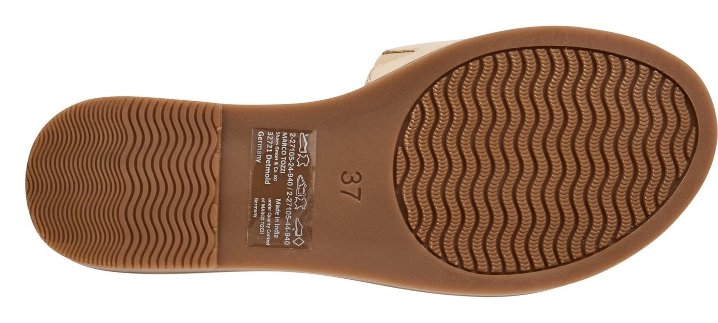 MARCO TOZZI Pantolette, Flats, Sommerschuh mit edlem Schmuckelement