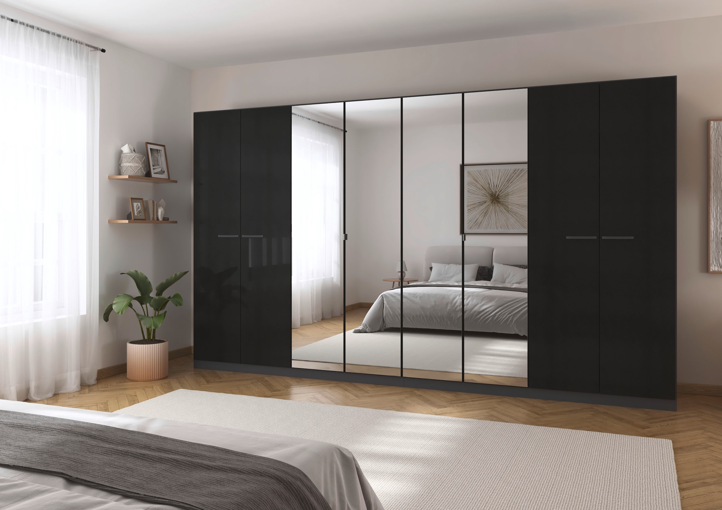 rauch Drehtürenschrank »Kleiderschrank Schrank Garderobe TOPSELLER OTELI inkl. Inneneinteilung«, (erhältlich in Breiten 91-360 cm, ab Breite 136cm inkl. Innenschubladen), mit zusätzlichen Einlegeböden, optional mit Spiegel MADE IN GERMANY
