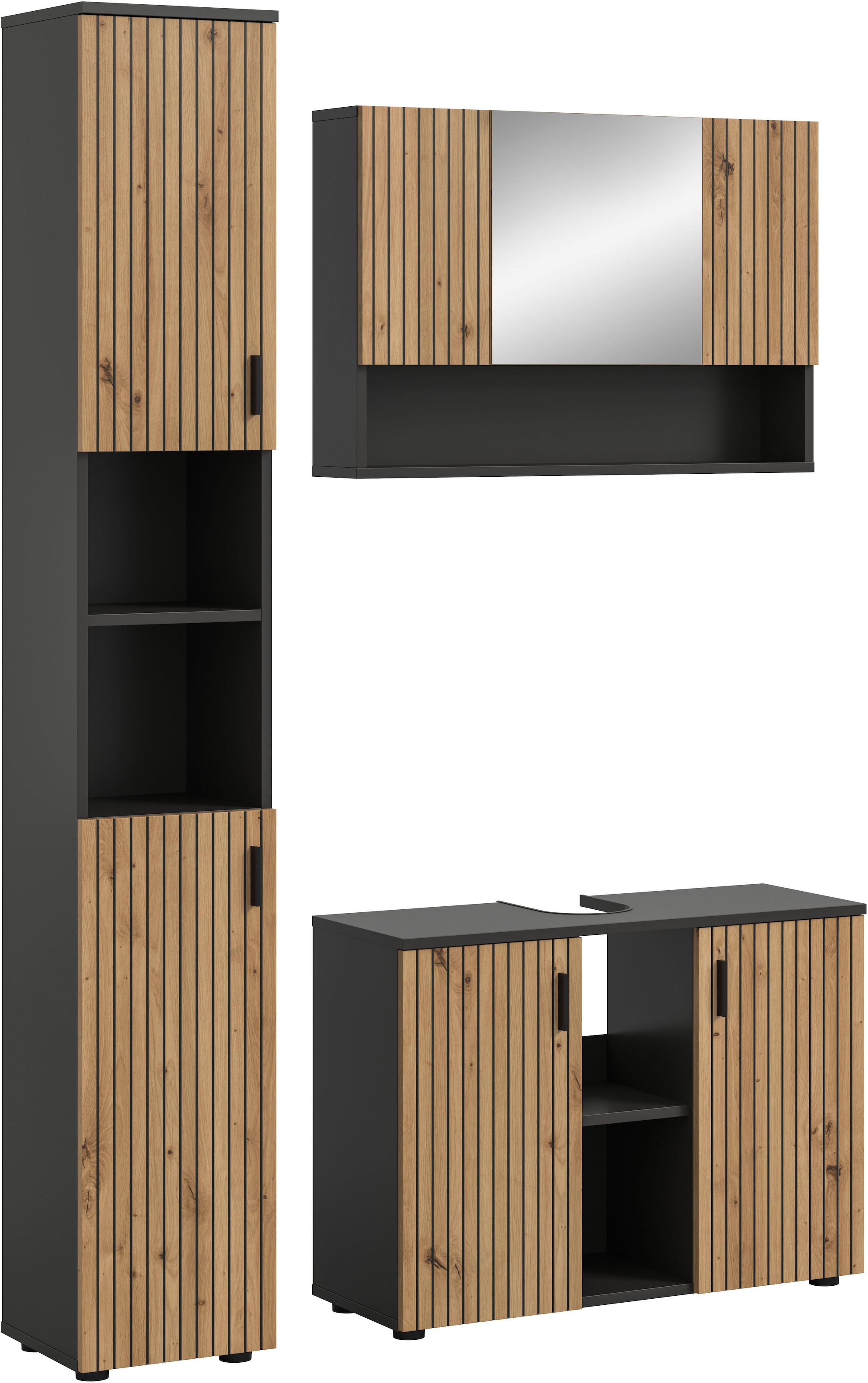 welltime Badmöbel-Set "MANI, 3-tlg. Badkombination, Paneeloptik" Set, Set, günstig online kaufen