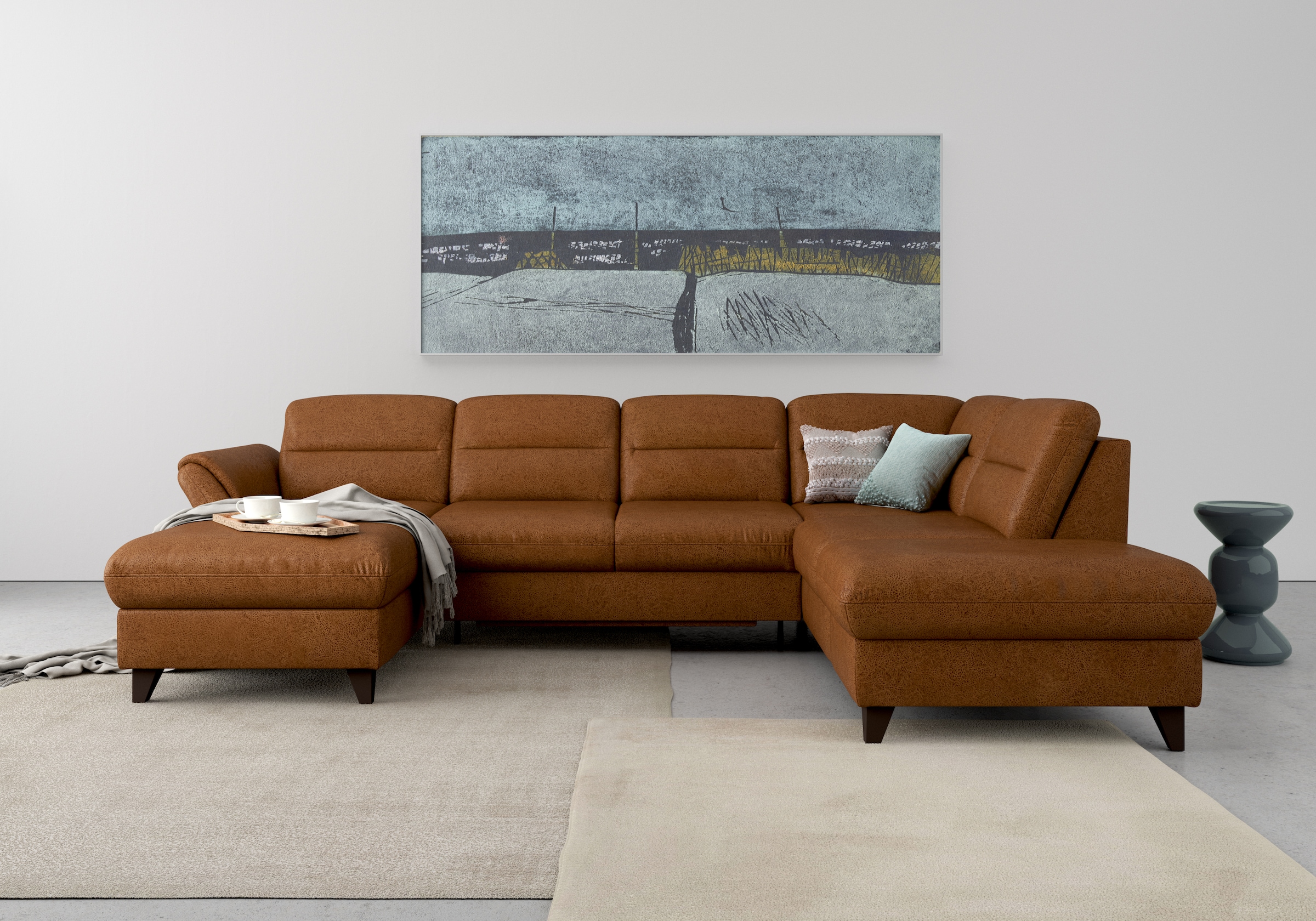 sit&more Wohnlandschaft "Mellum U-Form" Federkern, wahlweise mit Schlaffunktion, Stauraum und Armteilfunktion