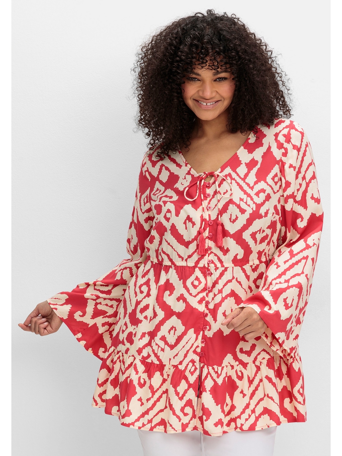 sheego by Joe Browns Longbluse "Große Größen", mit Grafikprint und Volant a günstig online kaufen