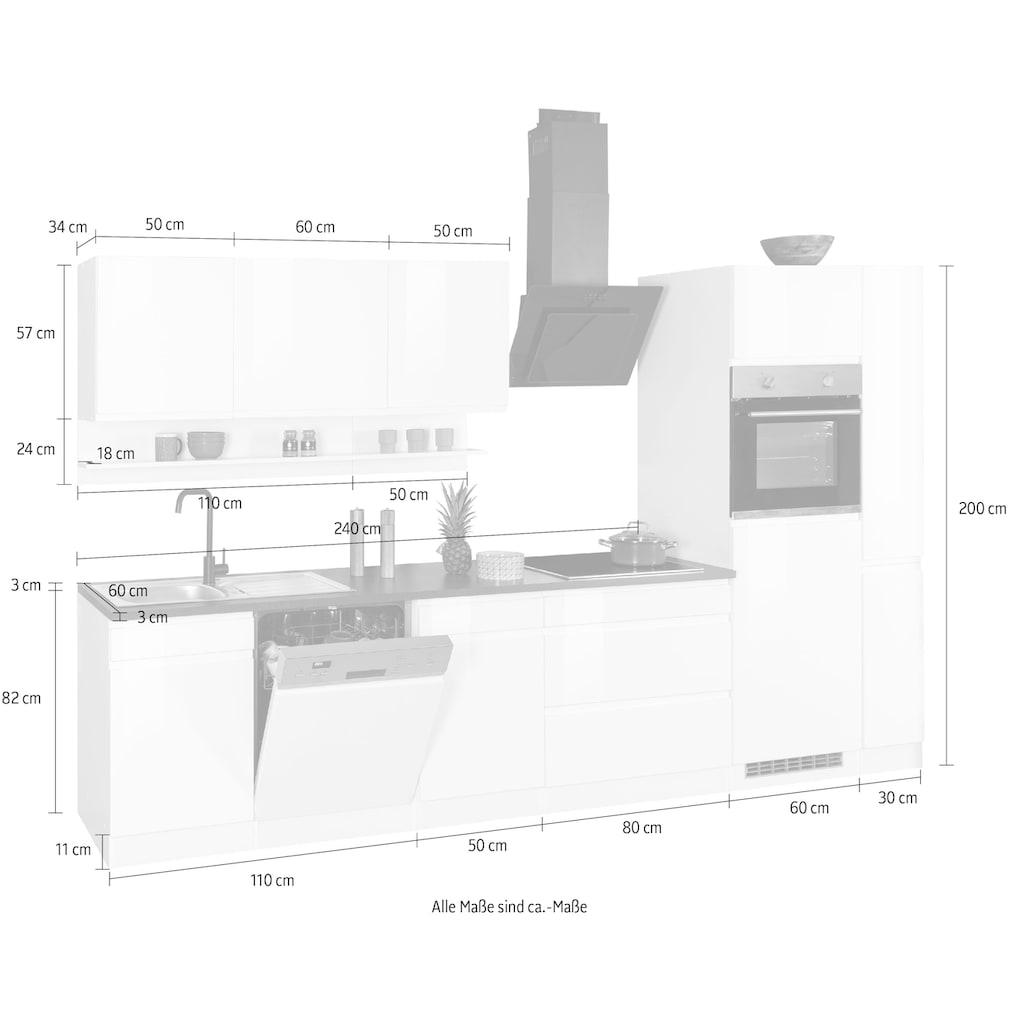 Kochstation Küche »KS-Virginia«, Breite 330 cm, mit E-Geräten