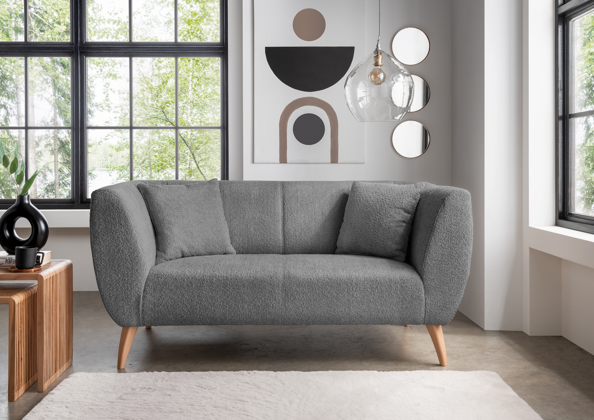 Home affaire 2-Sitzer "Colori modern und bequem, schmale Armlehnen, tolle Detailverarbeitung" zwei verschiedene Fußfarben wählbar