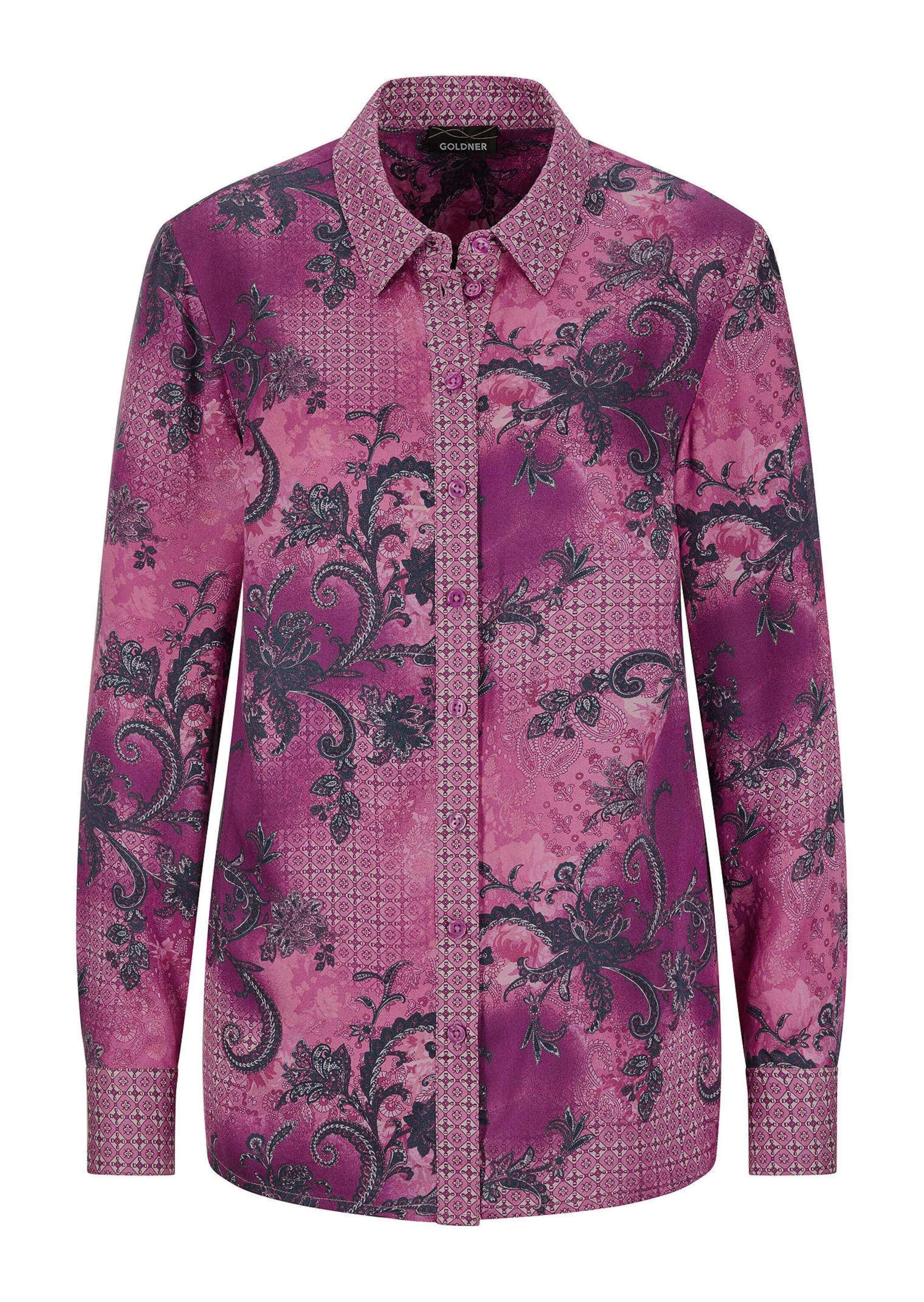 GOLDNER Hemdbluse "Elegante Satinbluse mit Paisley-Design" Paisley-Patchdessin