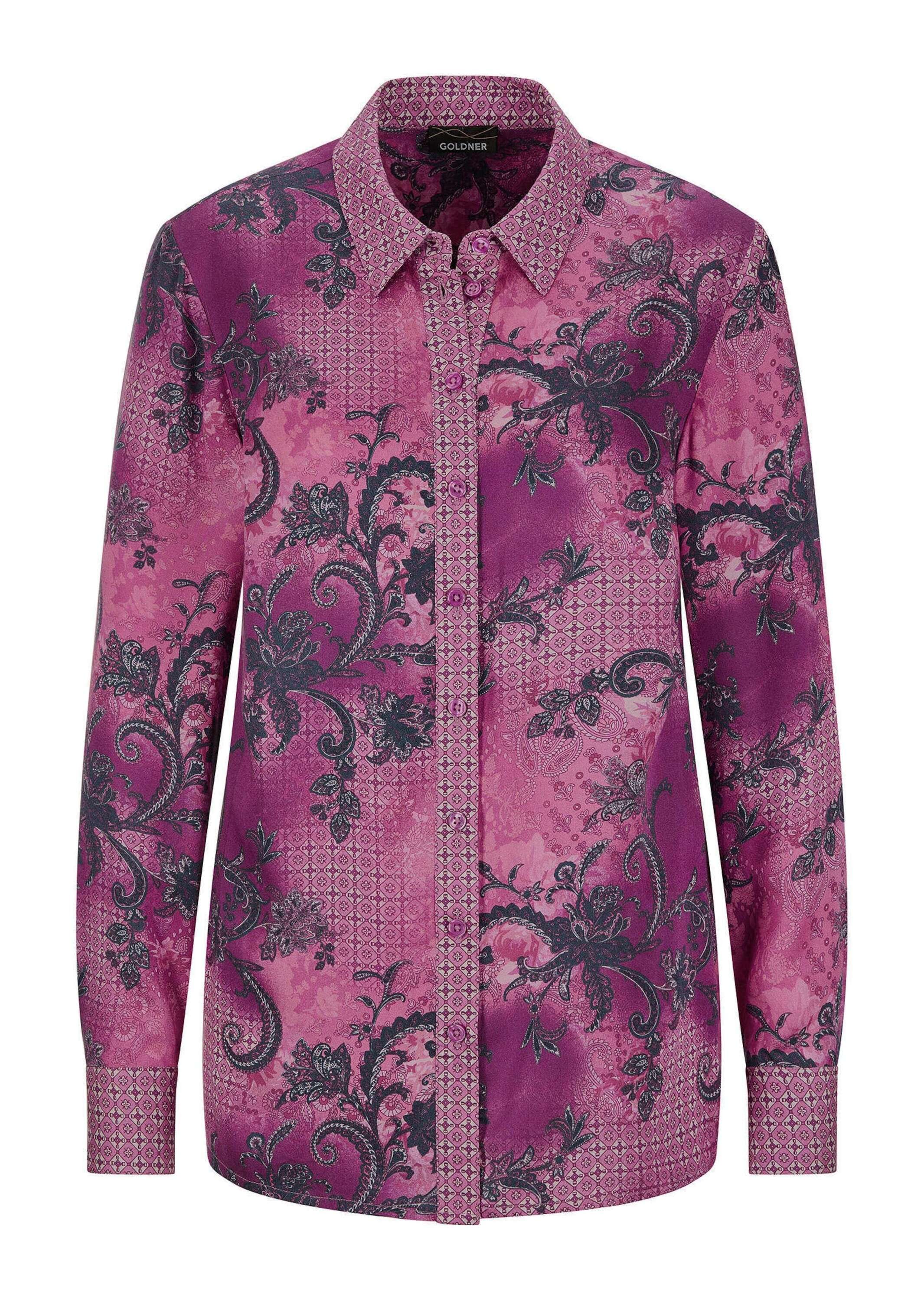 GOLDNER Hemdbluse "Kurzgröße Elegante Satinbluse mit Paisley-Design" günstig online kaufen
