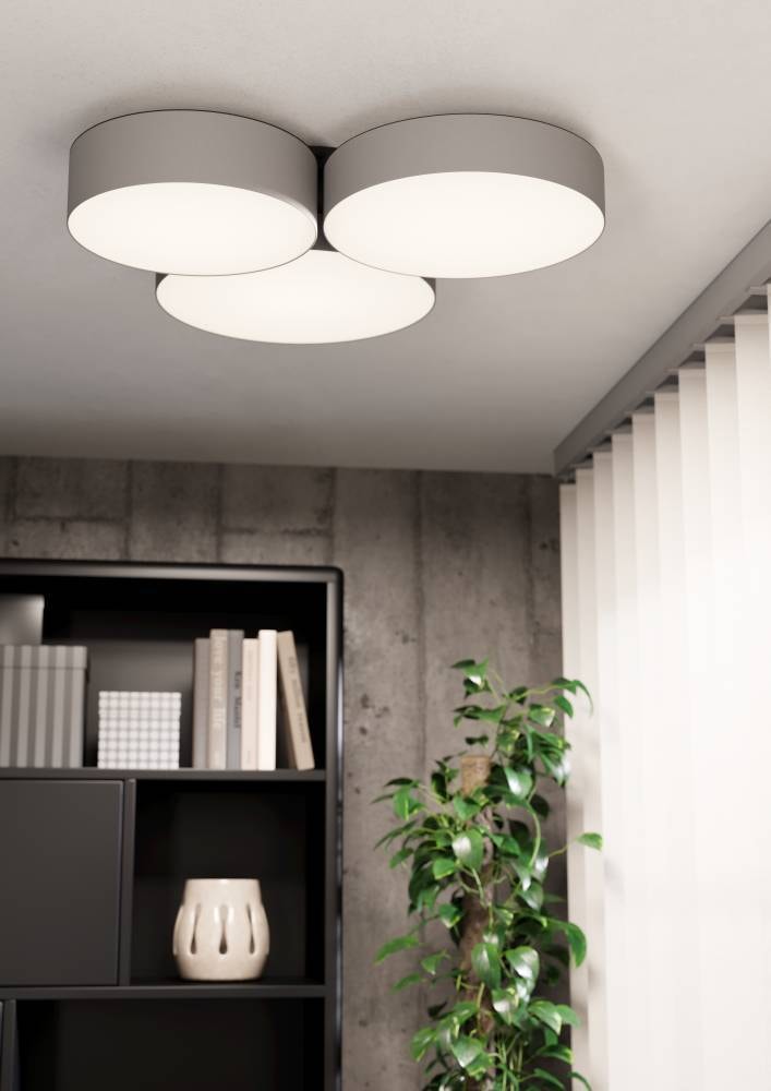 EGLO Deckenleuchte »BARBANO-Z Deckenlampe, grau weiß, ZigBee 3.0, Disco-Modus, Timer«, 3 flammig, Leuchtmittel LED-Modul | LED fest integriert, App und Sprachsteuerung Alexa, 60,5 x 56,5 x 9 cm, exkl. Fernbedienung