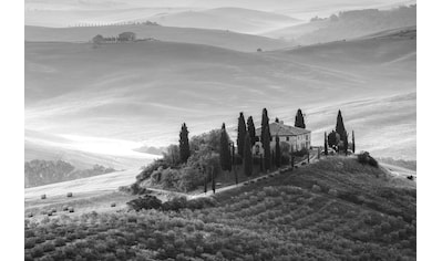 Fototapete »Italien Landschaft Schwarz & Weiß«