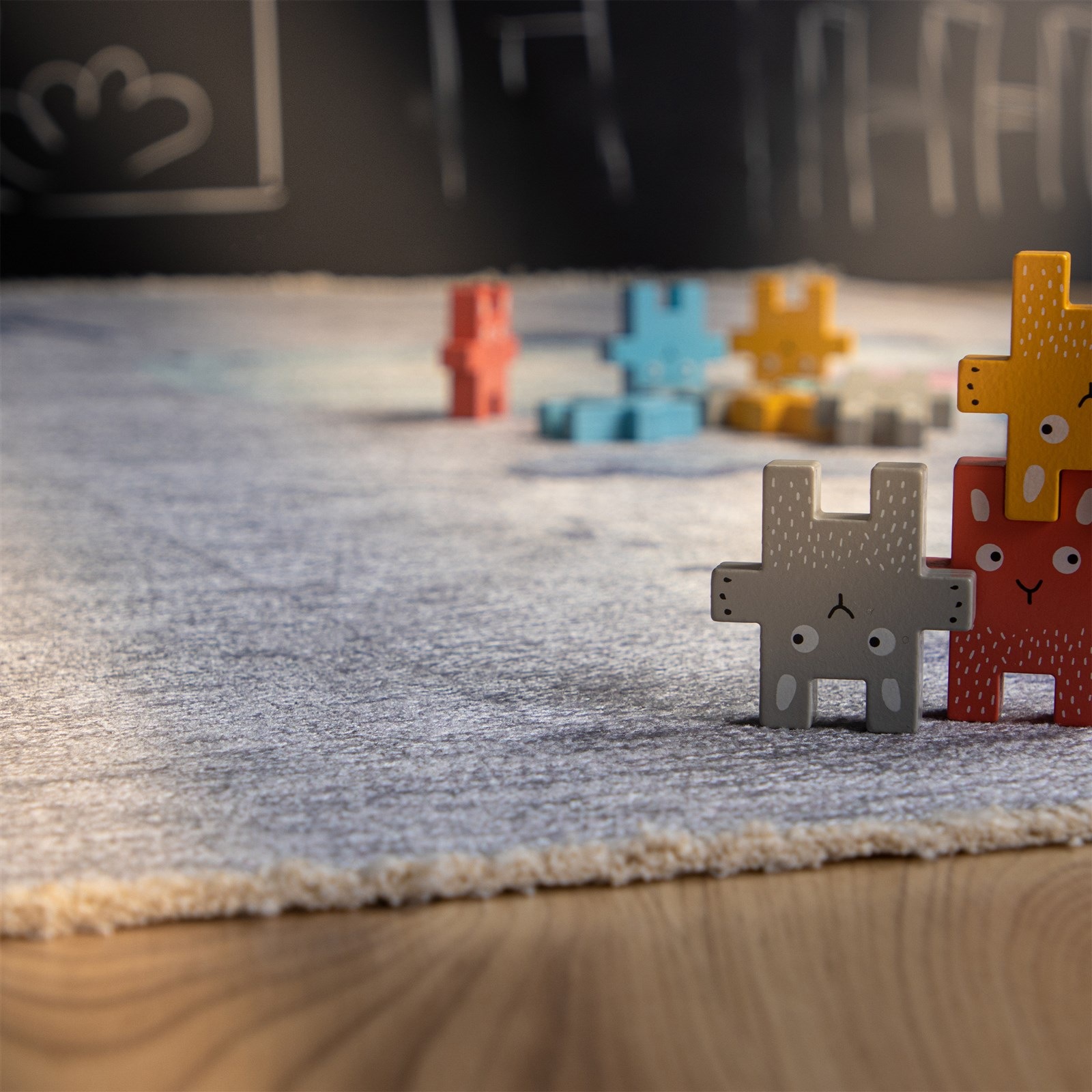 Thumbnail - Kayoom Kinderteppich "Joanna 626" rechteckig 9 mm Höhe Kurzflor, Drache, Dino