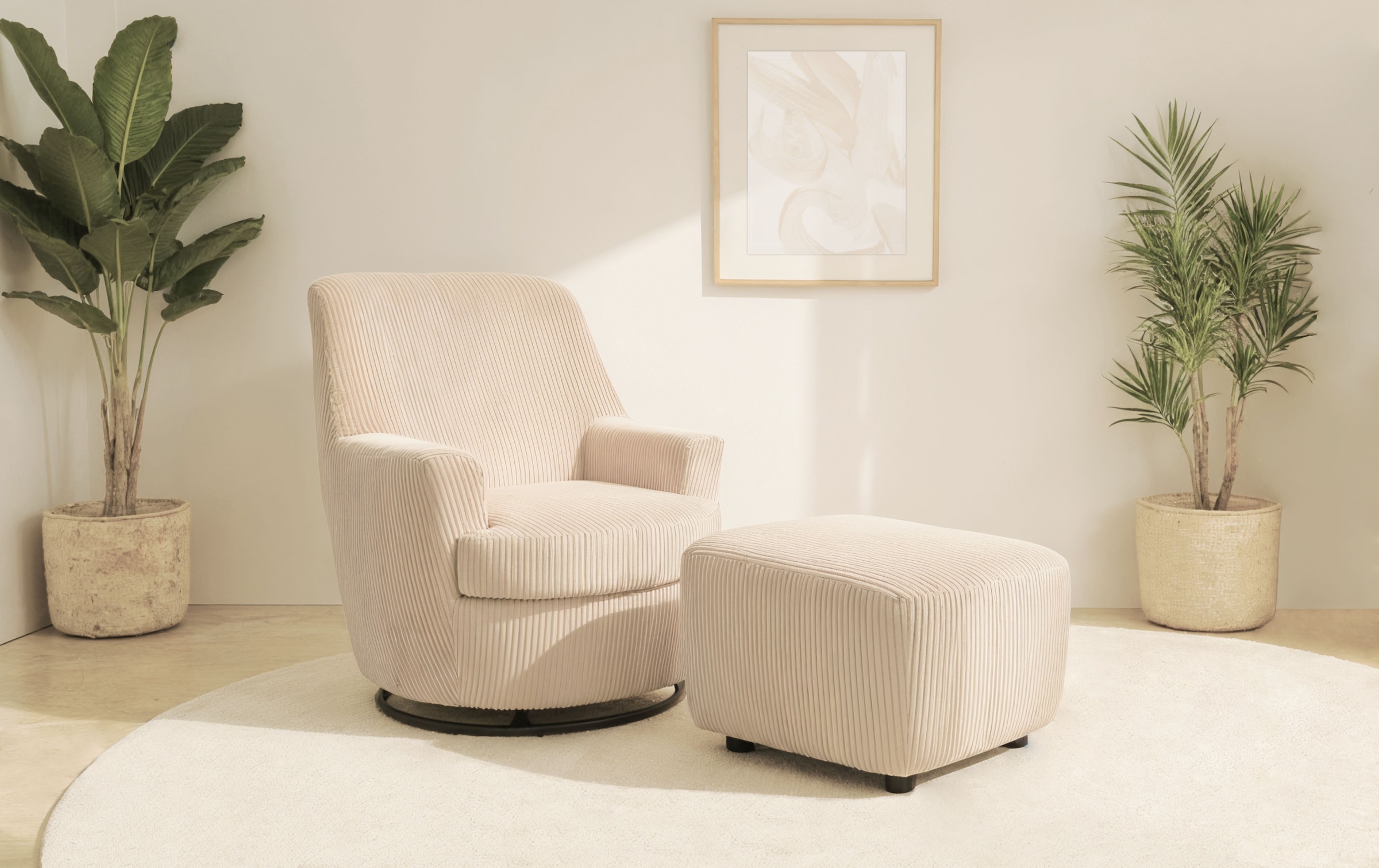 Home affaire Drehsessel "HETTY, Drehsessel mit Wippfunktion und Hocker; Les günstig online kaufen