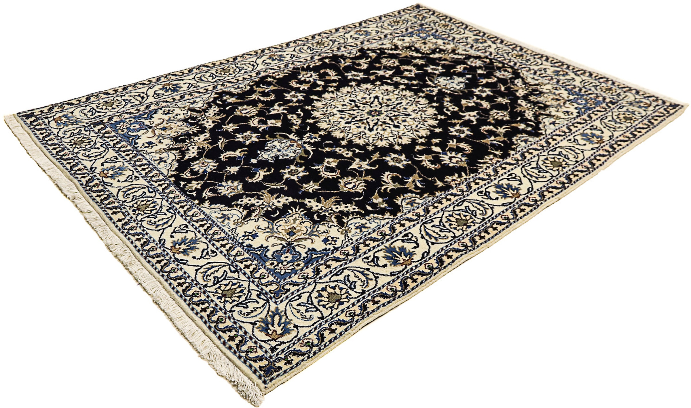 morgenland Orientteppich "Perser - Nain - 234 x 168 cm - dunkelblau", rechteckig, 12 mm Höhe, Wohnzimmer, Handgeknüpft, 