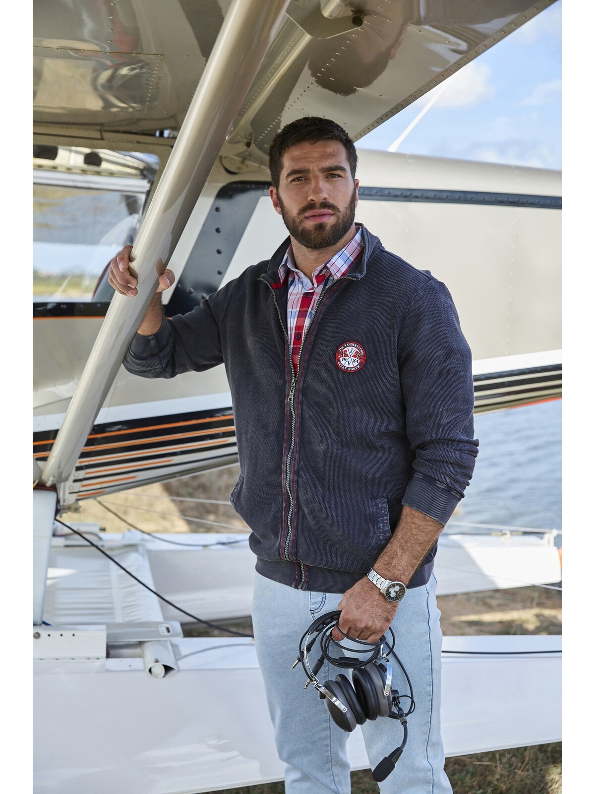 Jan Vanderstorm Sweatjacke »Sweatjacke DIETBERT«, mit aufgestelltem Kragen