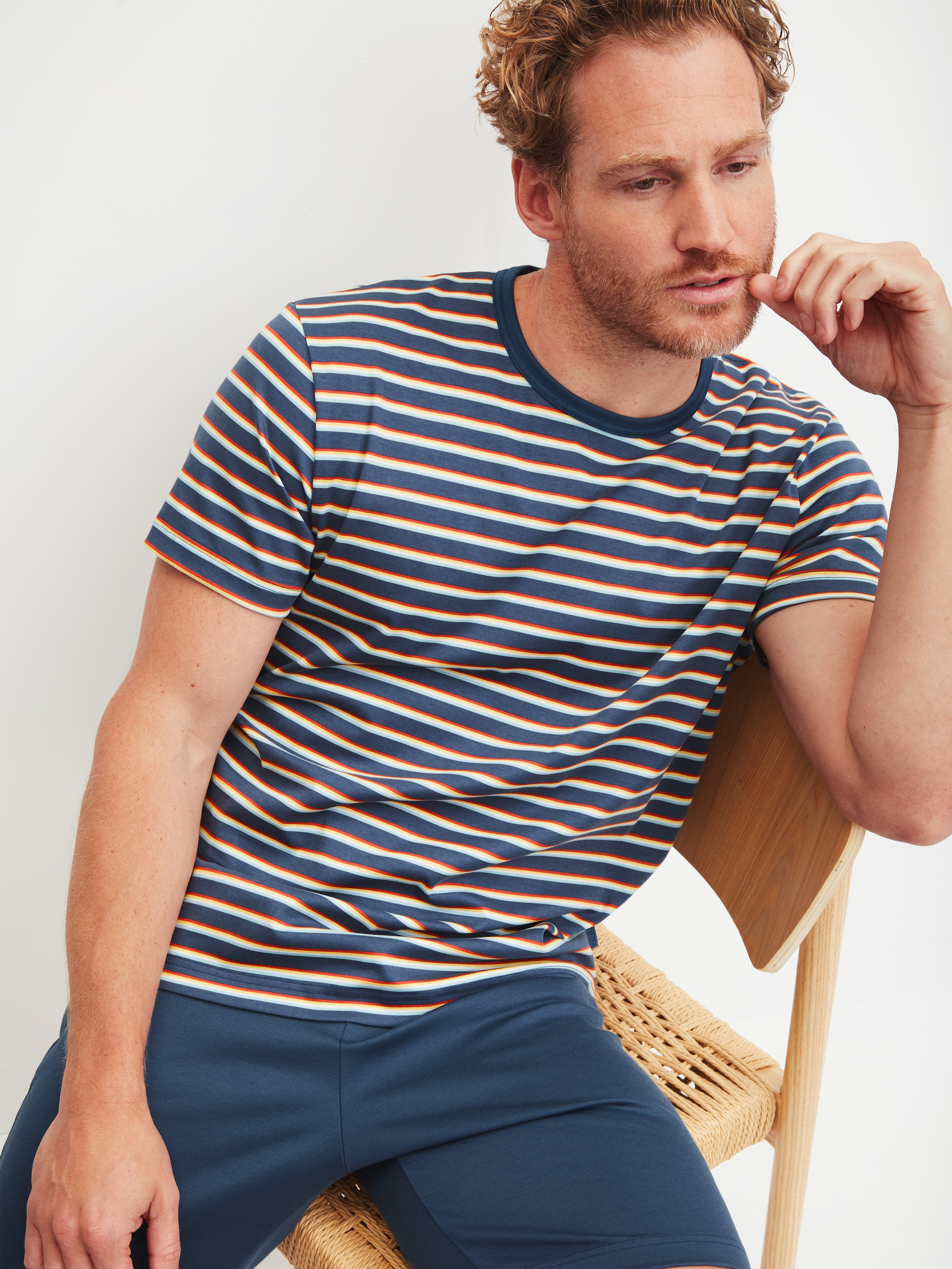 CALIDA Pyjama »Relax Streamline 1« 2 mit Rundhalsausschnitt und kurzem Arm, weich, Interlock Qualität