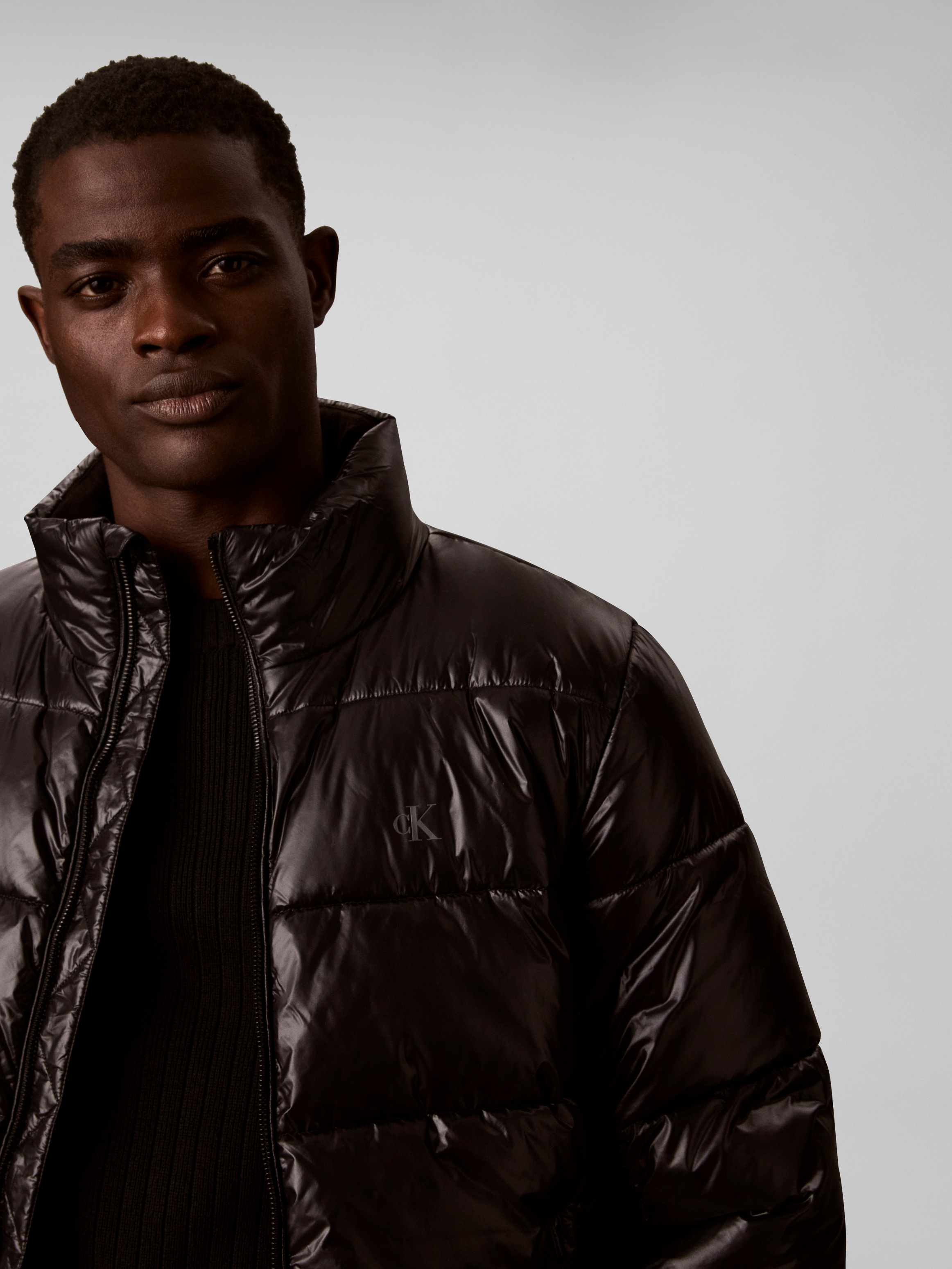 Calvin Klein Jeans Steppjacke »HIGH SHINE NYLON PUFFER« ohne Kapuze Regular fit mit Stehkragen