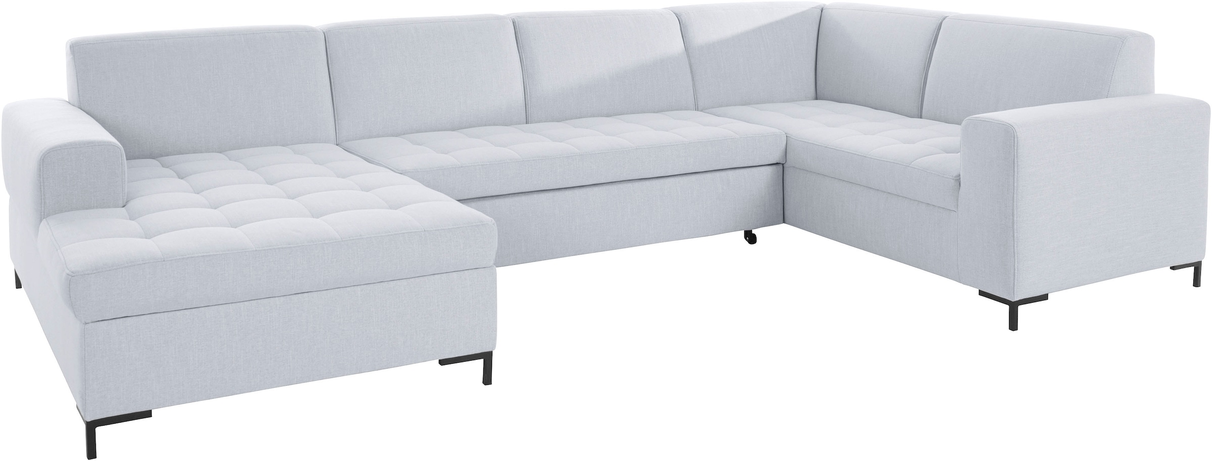 OTTO products Wohnlandschaft »Grazzo, aktuelle Steppung im Sitz, viel Platz, U-Form, Breite 332cm«, hochwertige Stoffe aus recyceltem Material, Steppung im Sitzbereich
