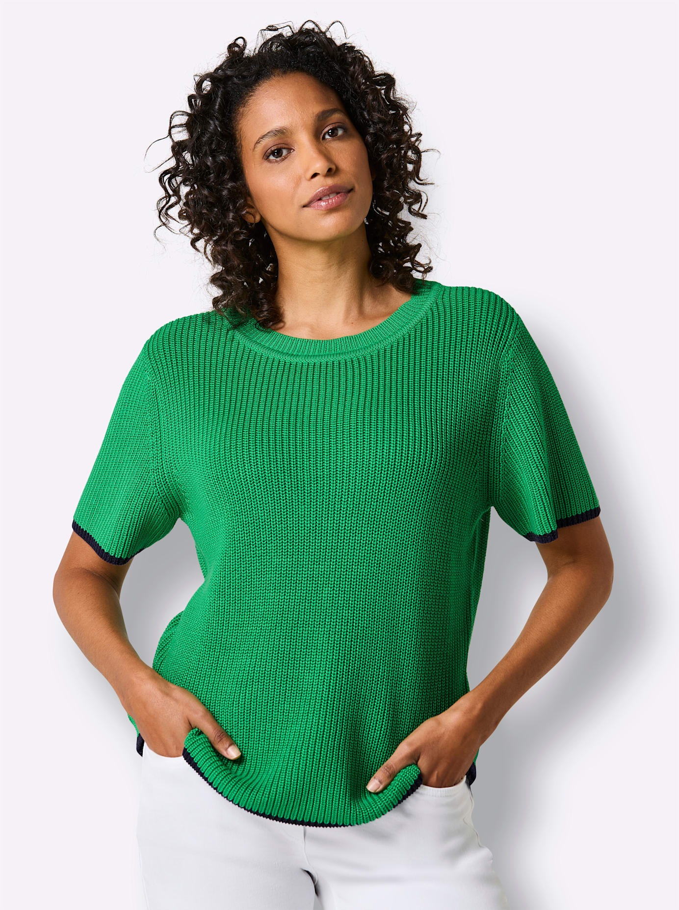 CREATION L PREMIUM Kurzarmpullover "Lyocell-Baumwoll-Pullover" günstig online kaufen