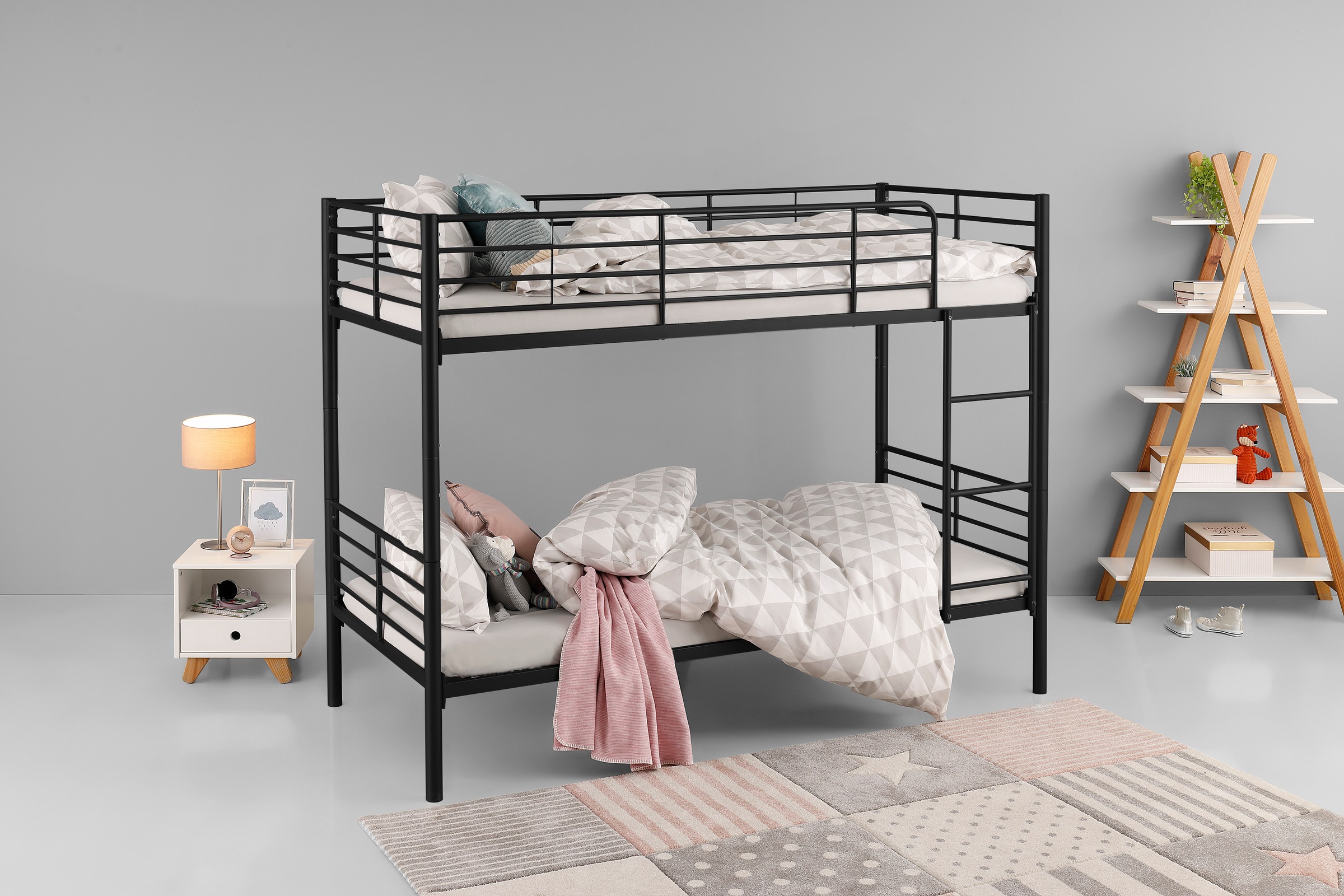 Etagenbett OTTO HOME, B:97cm H:160cm L:208cm, schwarz, Kinderzimmer, Etagenbetten, "Hayo, Metallbett, Stockbett", perfekt für kleine Räume, mehrere