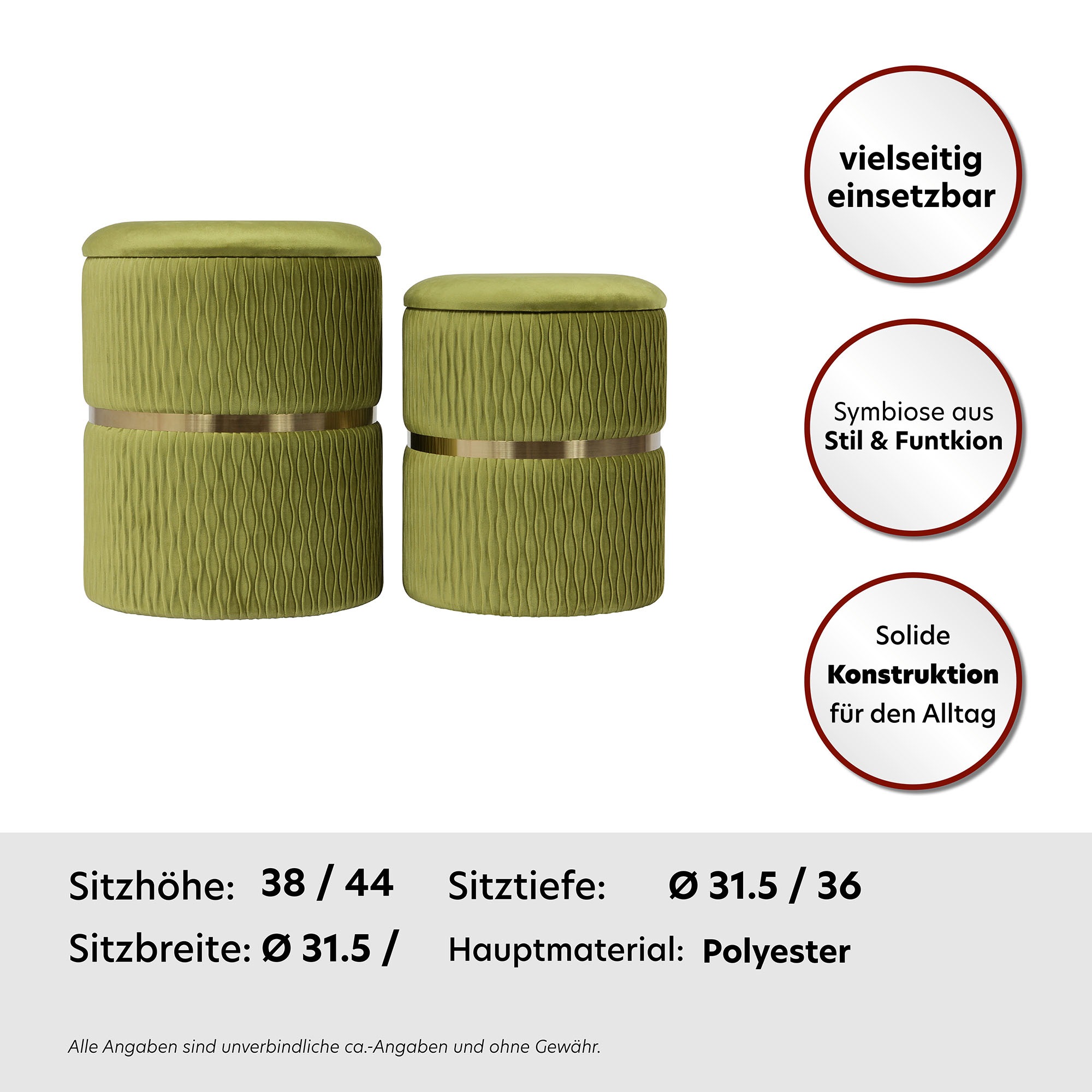 Thumbnail - Kayoom Sitzhocker "Hocker Milas 2er-Set, Praktischer und versteckter Stauraum" Set, 2 Stk. tlg. stapelbar, mit Stauraum,...