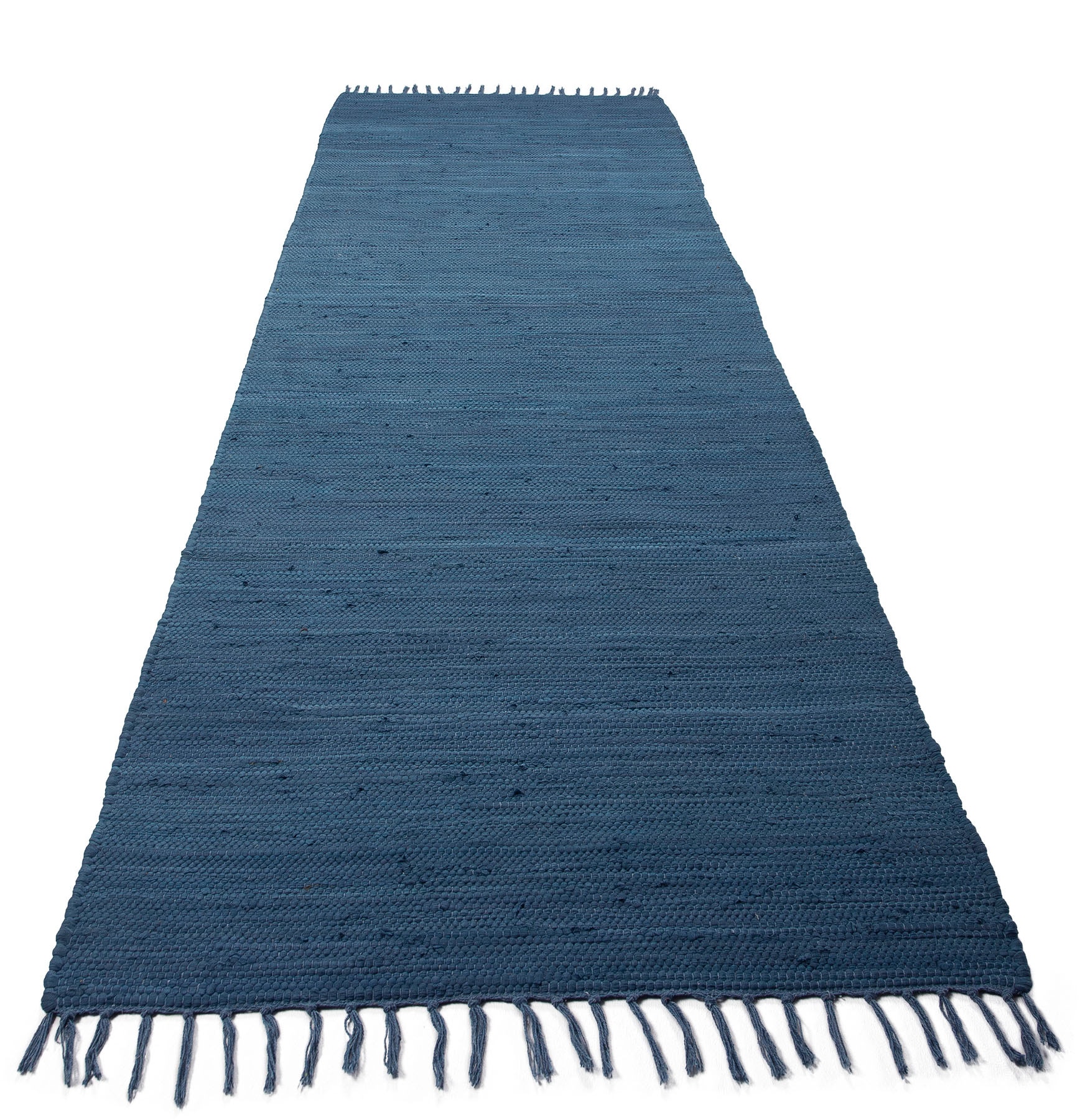 carpetfine Teppich »Kelim Chindi uni«, rechteckig, 5 mm Höhe, Wendeteppich, reine Baumwolle, handgewebt, Uni-Farben, mit Fransen