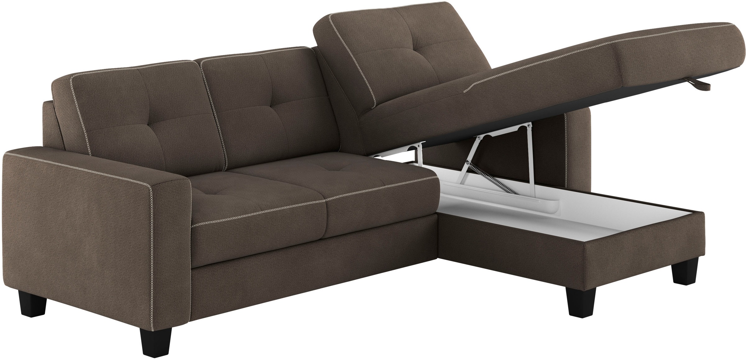 Places of Style Ecksofa »Varese«, wahlweise mit Bettfunktion und Bettkasten