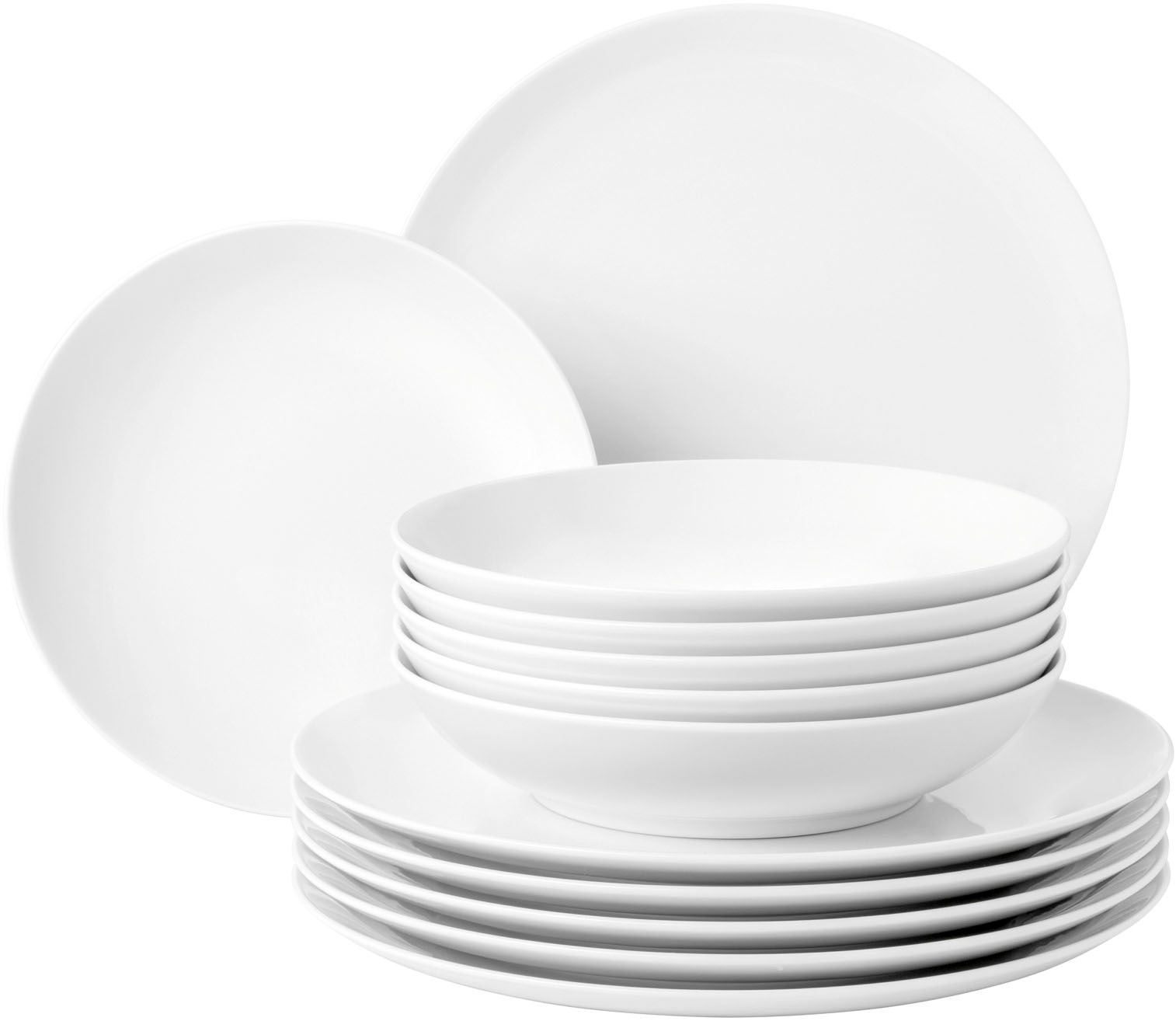 Seltmann Weiden Kombiservice »Geschirr-Set, Service Liberty«, (Set, 30 tlg.), Teller Set, Tassen, weiß, Made in Germany, 30 Teile, für 6 Personen