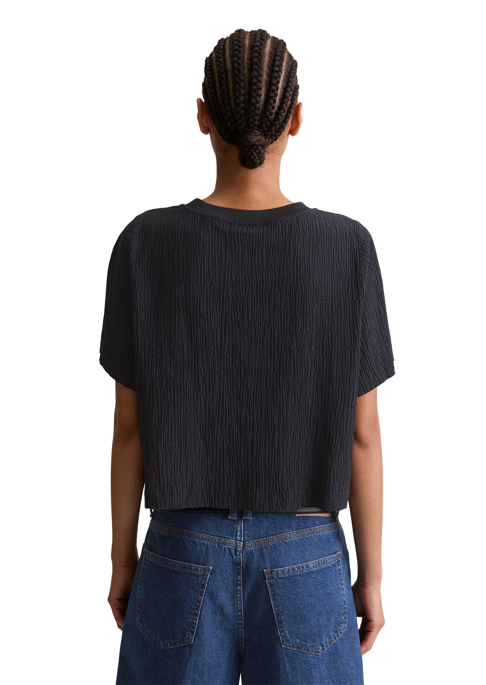 Marc O'Polo DENIM Blusenshirt, relaxed fit, mit markanter Struktur, cropped