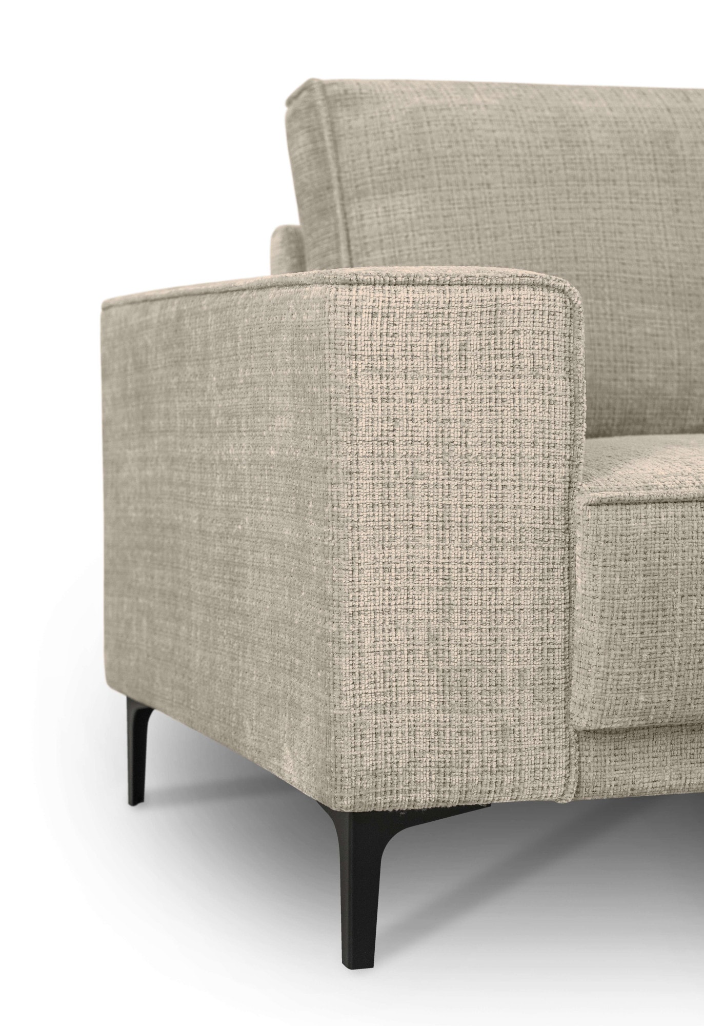 Places of Style 3-Sitzer »3er Sofa Oland, Struktur, Flachgewebe, Luxus-Microfaser, Boucle«, 224 cm, Wellenunterfederung, Skandi-Design, Metallfüße