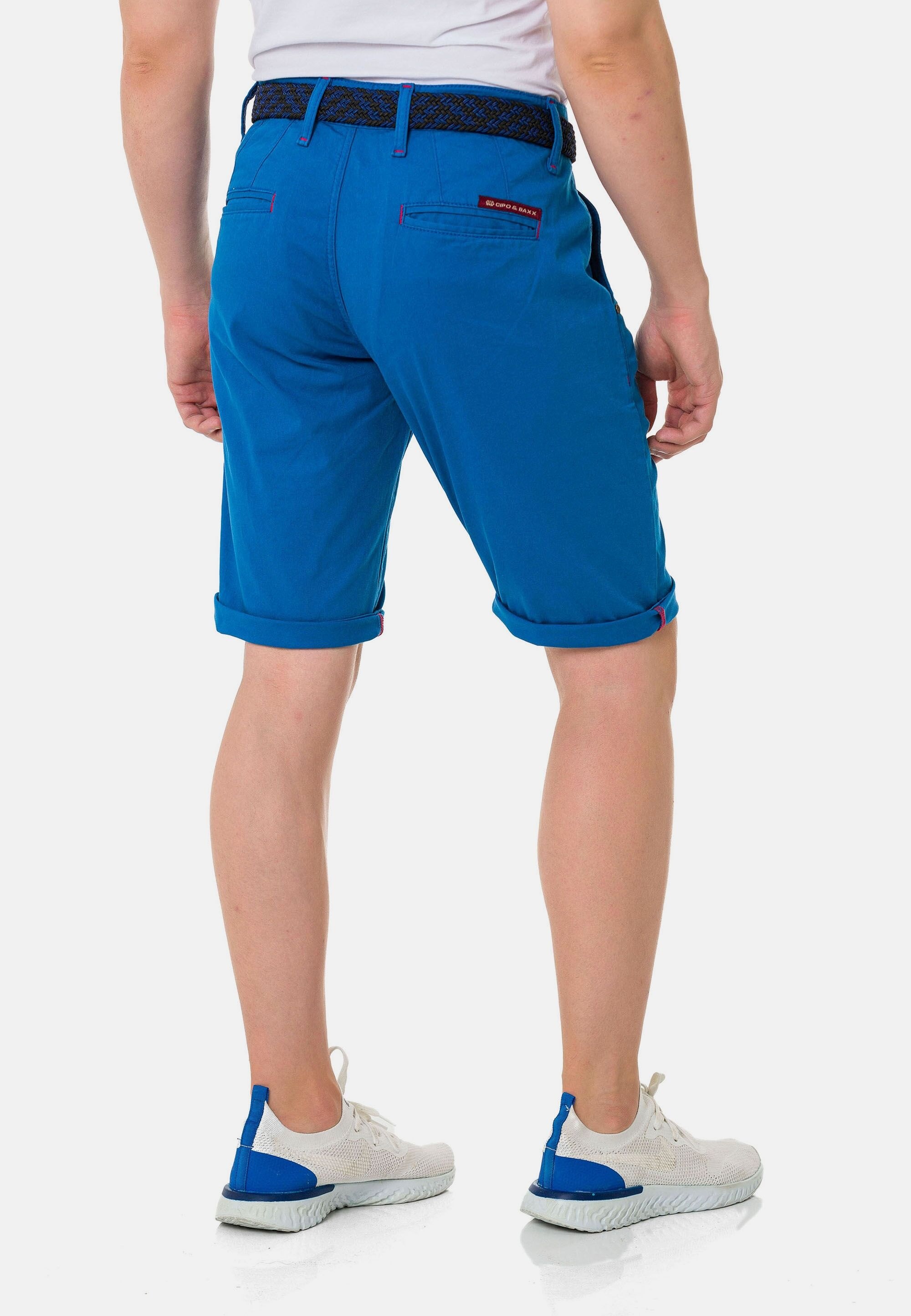 Stoffhose CIPO & BAXX "Shorts", Herren, Gr. 38, Normalgrößen, saxeblau, 97% Baumwolle, 3% Elasthan, unifarben, regular fit knielang, Hosen Stoffhose, im unifarbenen Look 2