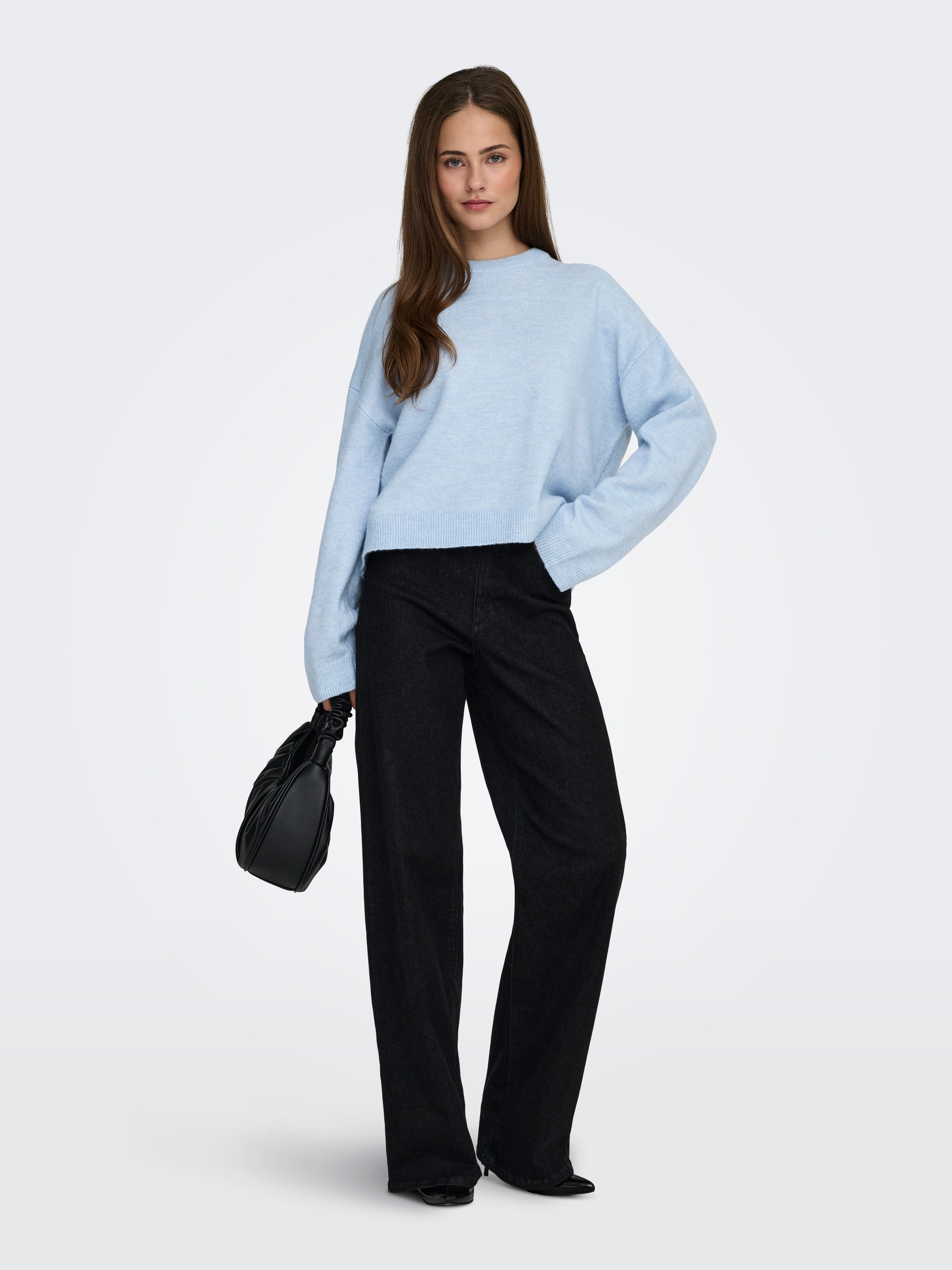 ONLY Rundhalspullover »ONLSIMONI L/S O-NECK PULLOVER KNT NOOS« Materialmix, regular fit