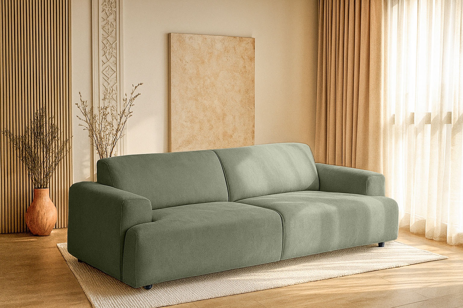 andas 3-Sitzer »Linkka, Breite 237 cm«, in einem weichen Chenille-Stoff, mit Wellenunterfederung