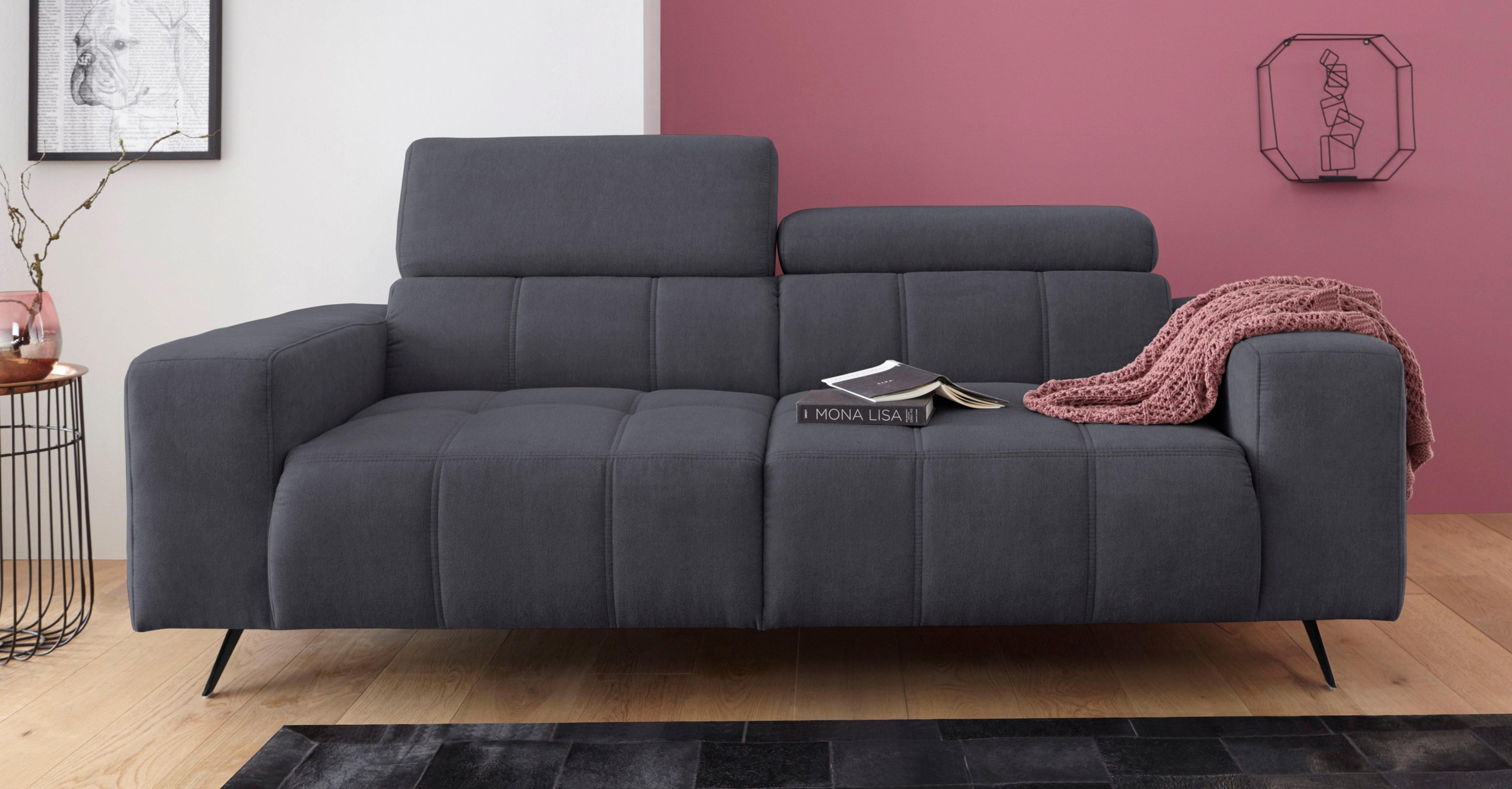 DOMO collection 2-Sitzer »Trento, mit Kufenfuß oder Einzelfuß«, wahlweise mit Kopfteilverstellung und in zwei Größen erhältlich