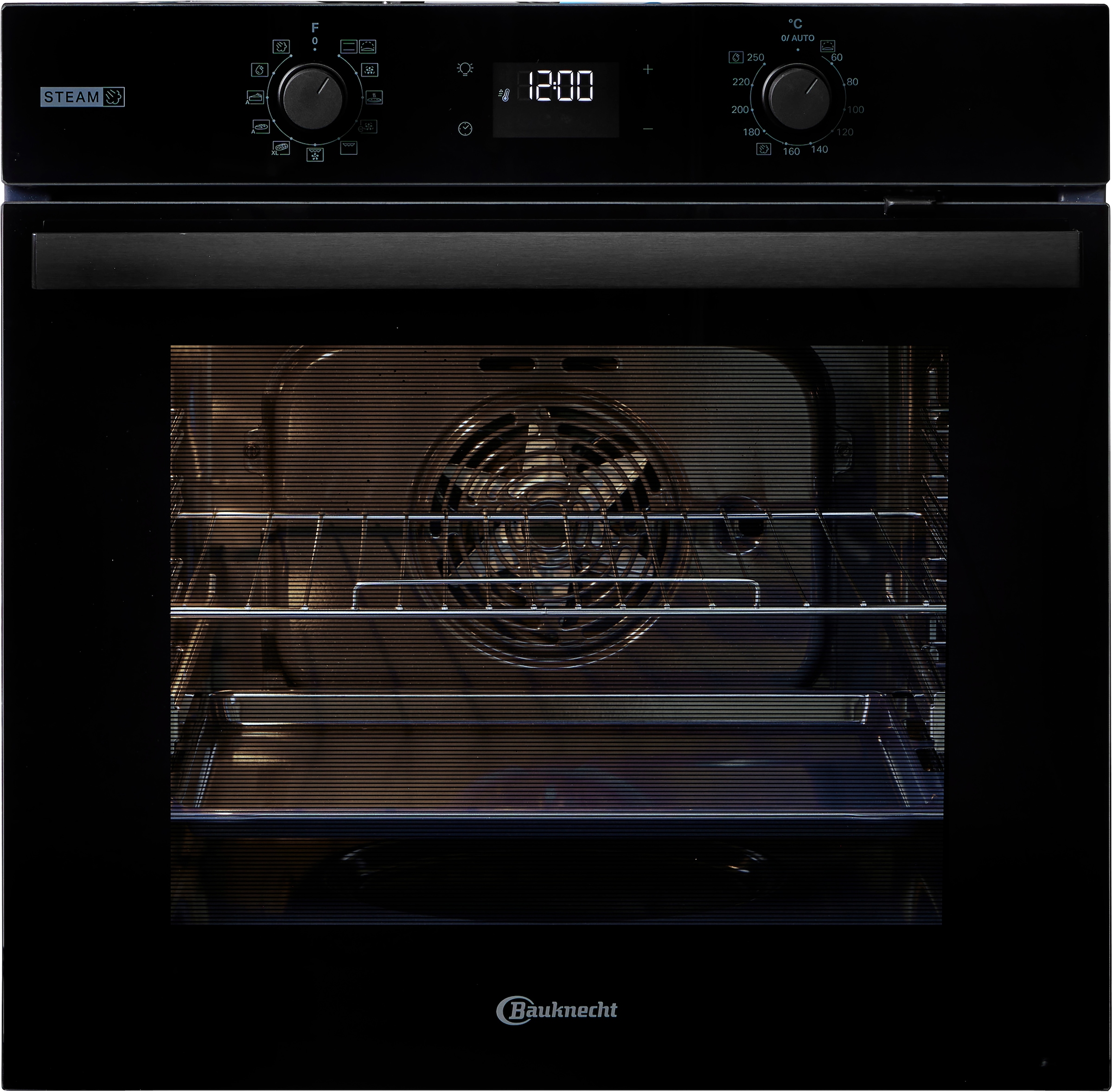 BAUKNECHT Backofen-Set »BAKO 780 Steam IND BL« mit 1-fach-Teleskopauszug Set, 2 Stk. tlg. GentleSteam - für ein saftiges Inneres und ein knuspriges Äußeres