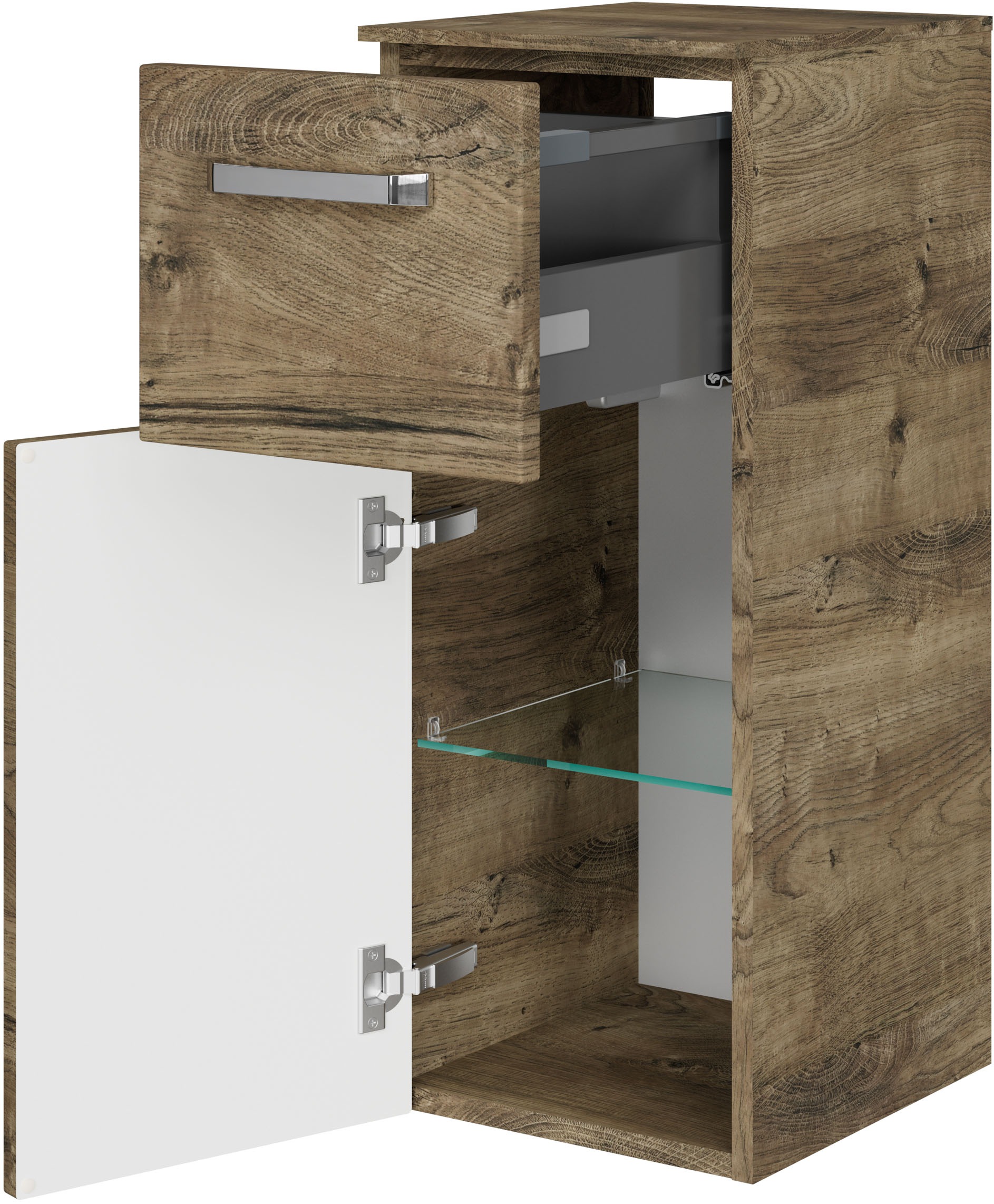 Saphir Badmöbel-Set »Serie 4010 5-teilig Keramik-Waschtisch mit LED-Spiegelschrank«, (Set), Bad Set mit Unterschrank, Hängeschrank, Midischrank, inkl. Türdämpfer