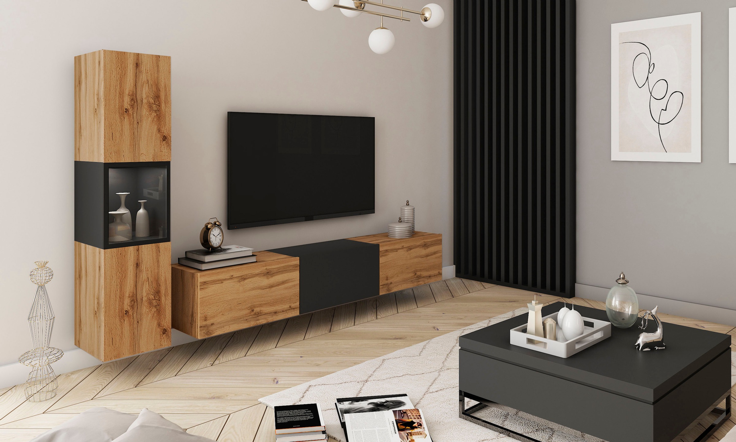 Home affaire Wohnwand "BERLIN I, Vitrine Türschlag links/rechts wechselbar" günstig online kaufen