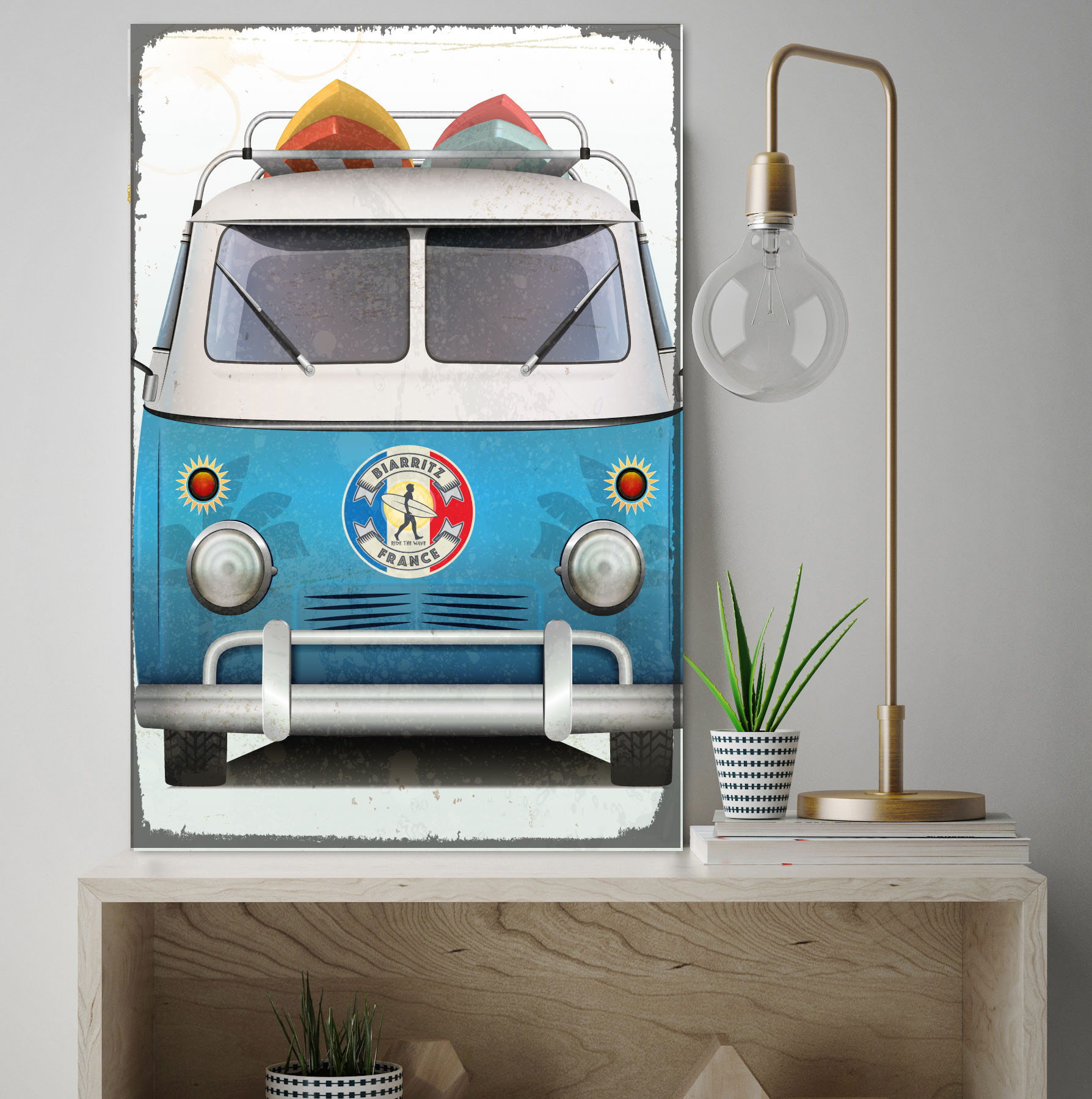 queence Metallbild "Biarritz Surf Bus" Auto Autos 1 Stk. tlg. Stahlschilder