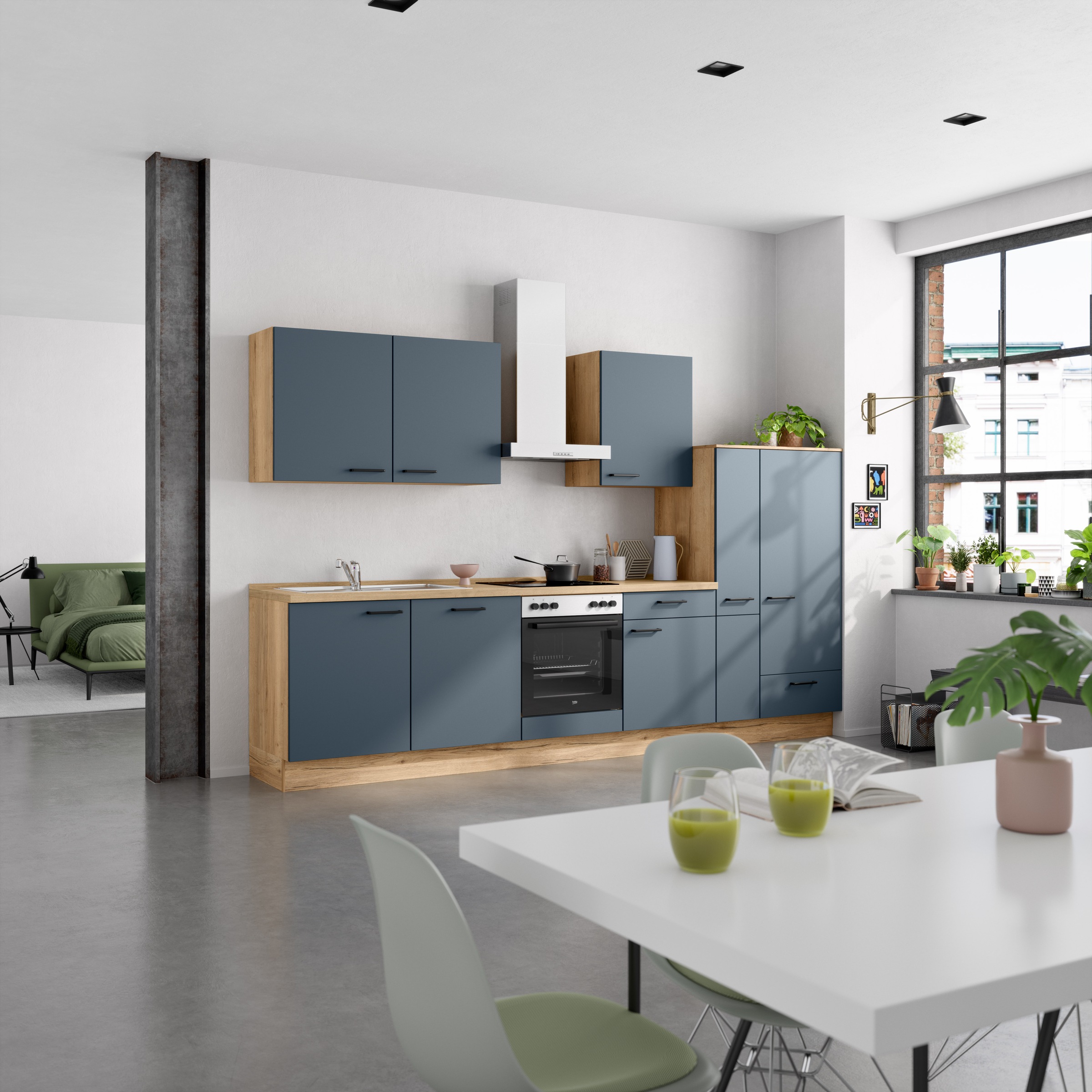 nobilia® Küchenzeile »"Easytouch I"«, vormontiert, Ausrichtung wählbar, Breite 330 cm, wahlw. mit E-Geräten