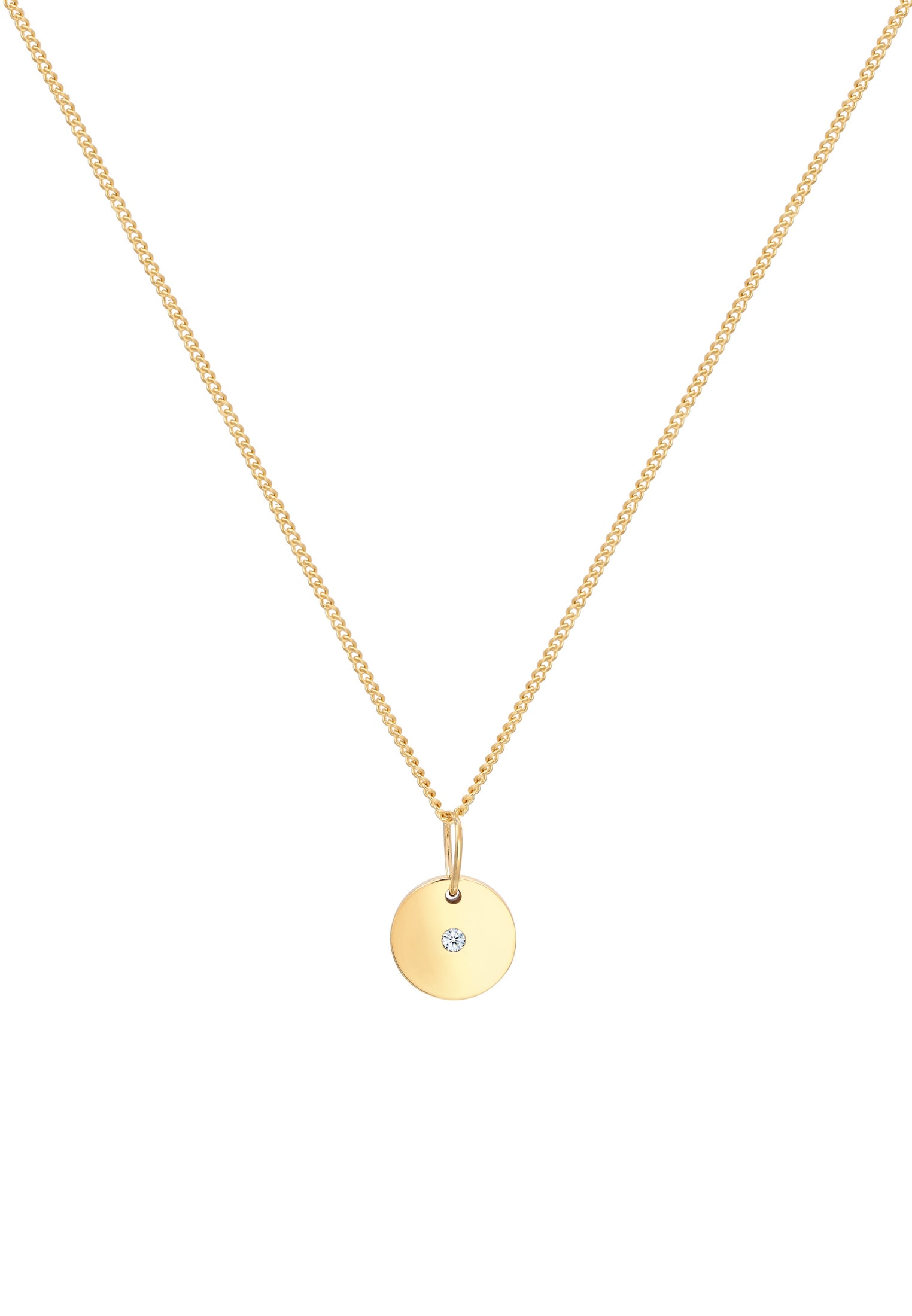 Elli DIAMONDS Collierkettchen »Plättchen mit Diamant (0.02 ct) 585 Gelbgold«