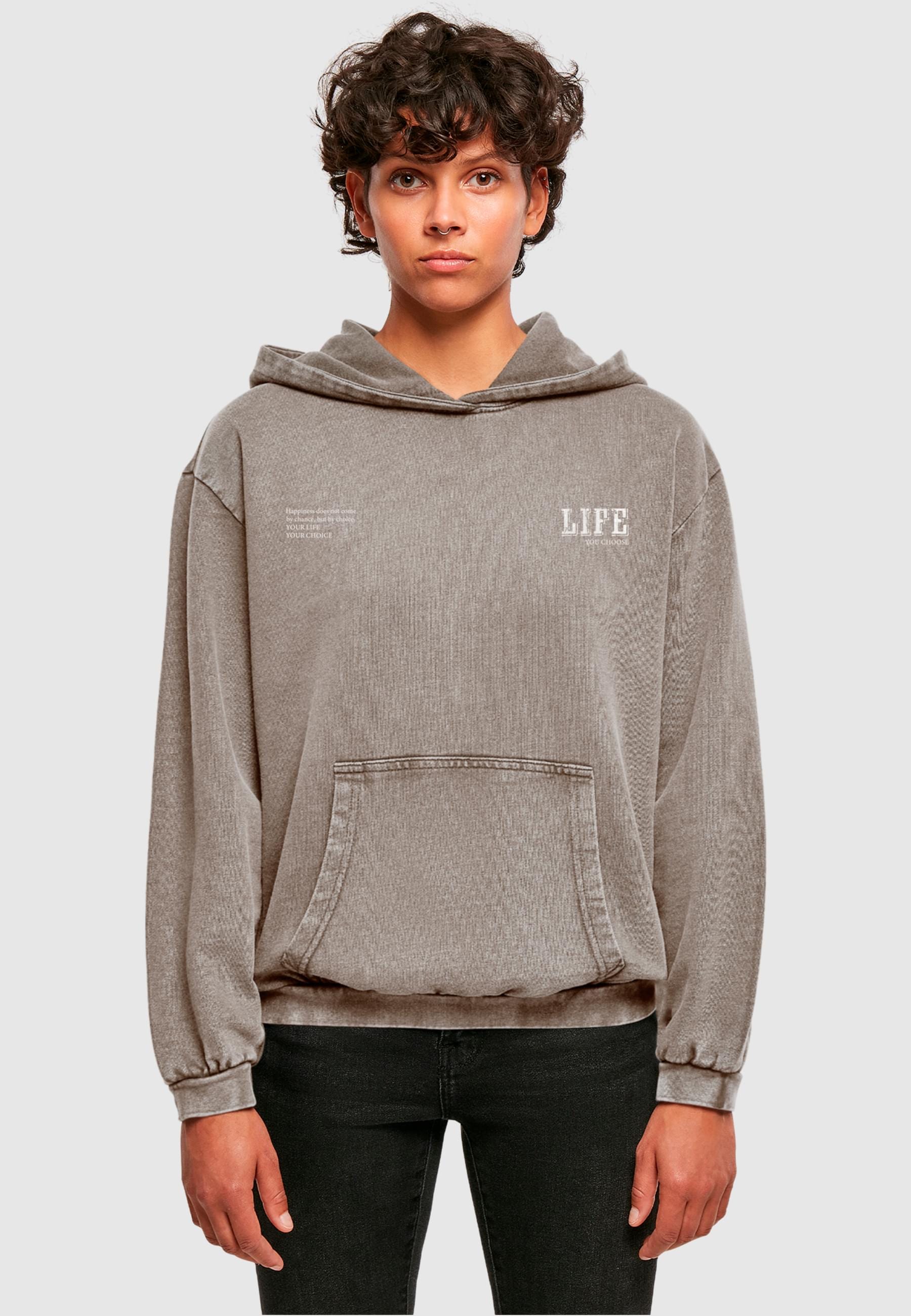 Merchcode Kapuzenpullover »Merchcode Damen Ladies Life Acid Washed Oversized Hoodie«, (1 tlg.)