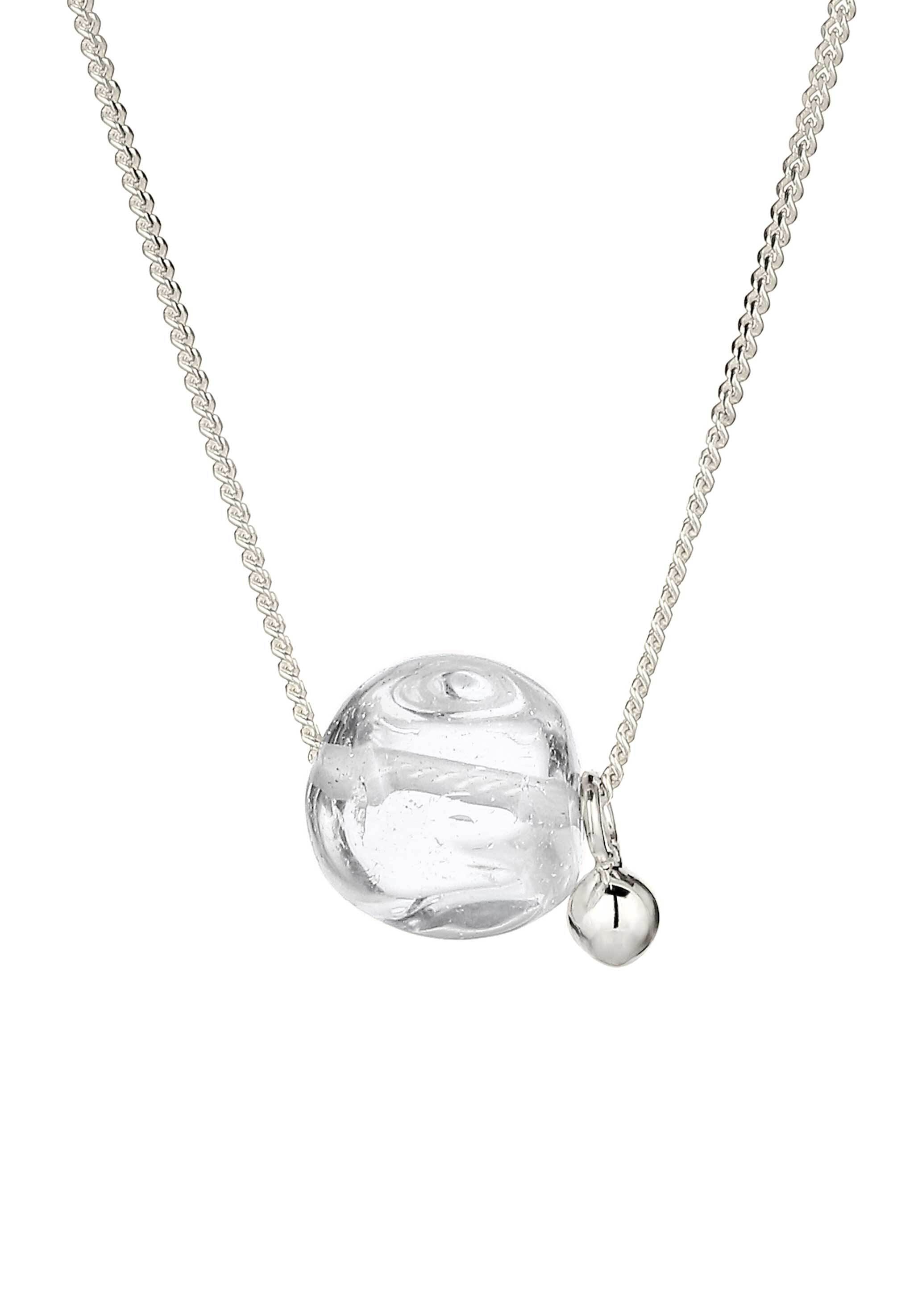 Elli Silberkette »Halskette Rock Crystal Rund Transparent 925 Sterling Silber«