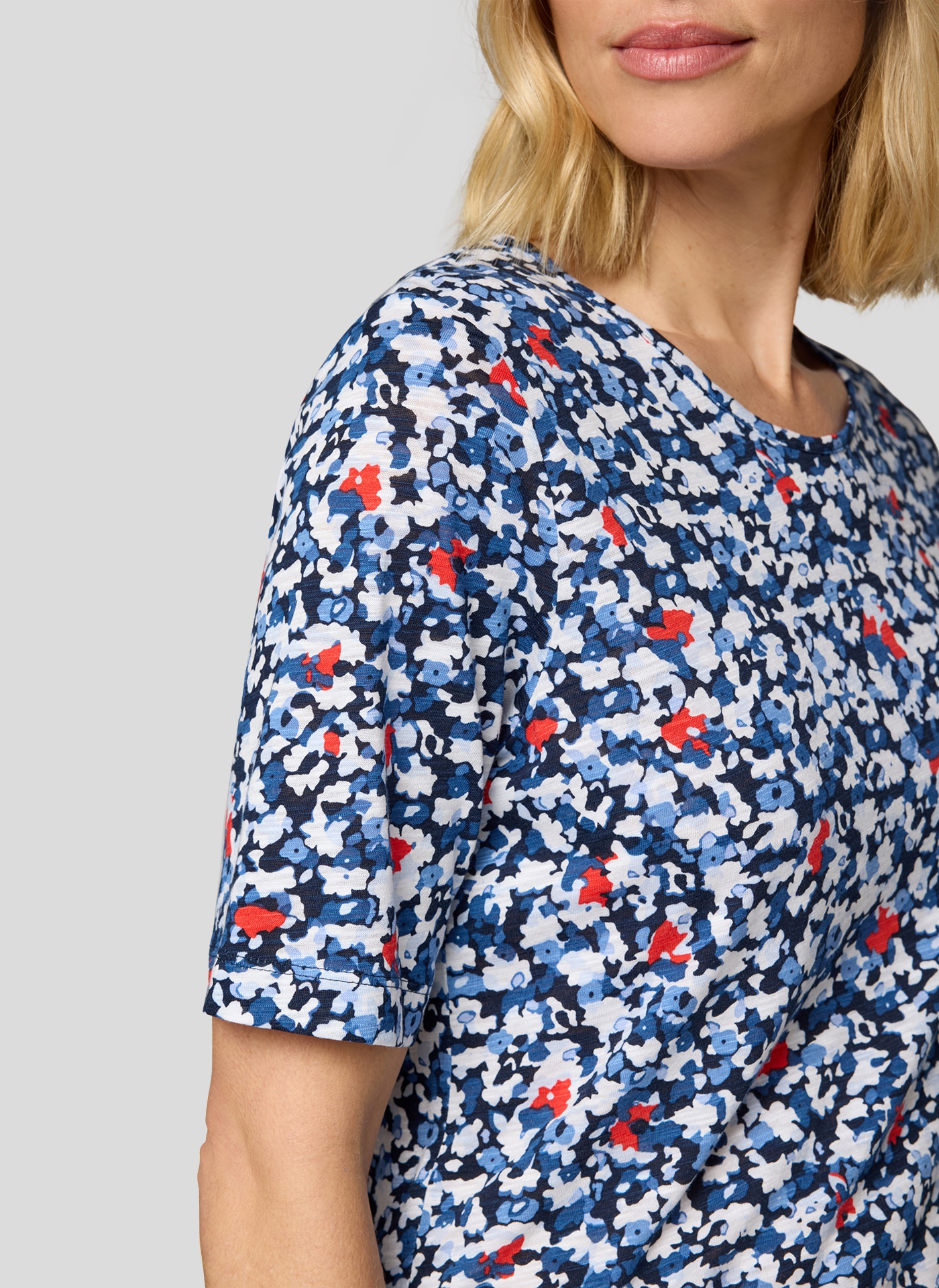 Rabe T-Shirt, gemustert und mit Viskose