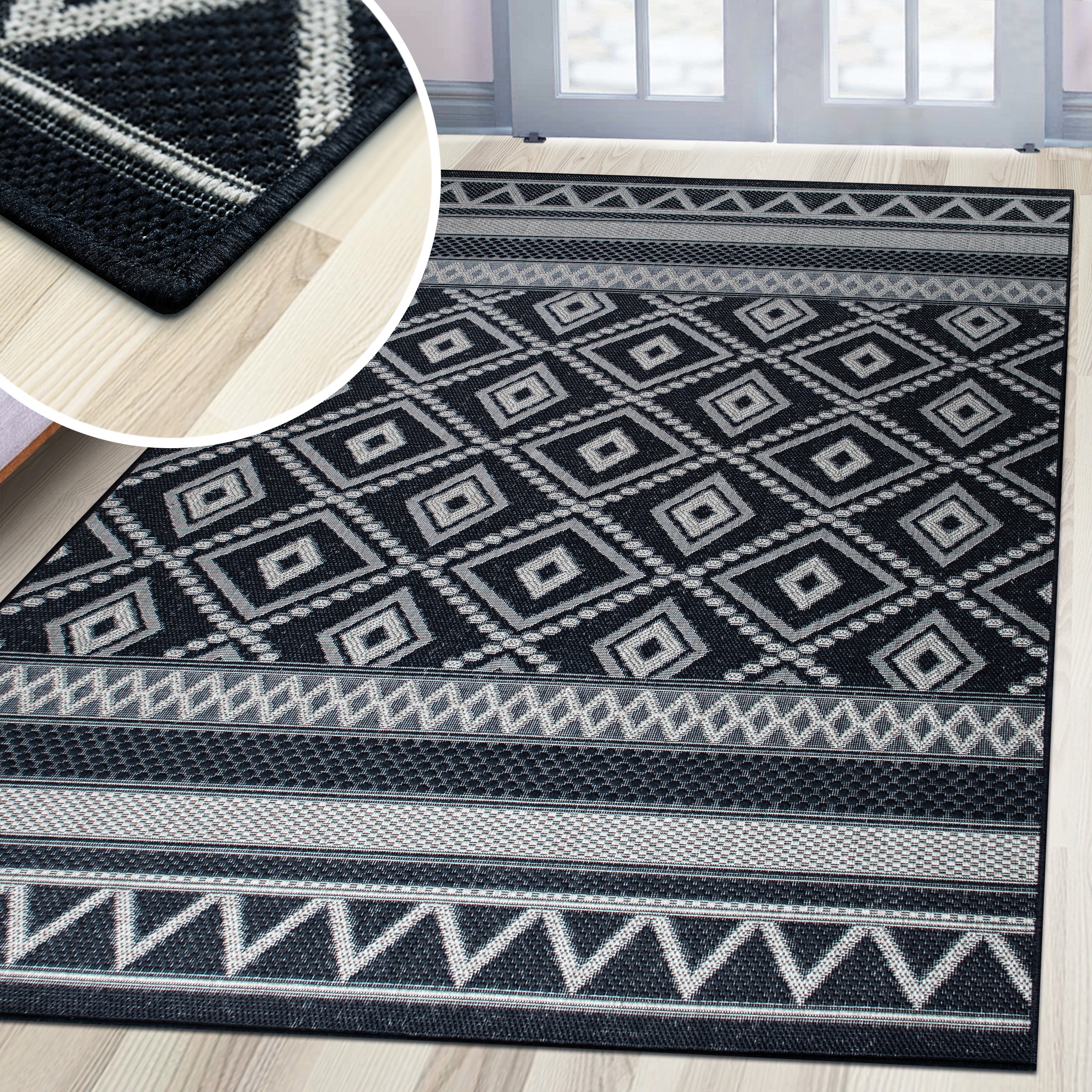 my home Teppich »Toronto auch als Läufer erhältlich«, rechteckig, 3 mm Höhe, In- und Outdoor geeignet, Sisal-Optik, Wetterfest & UV-beständig, Boho