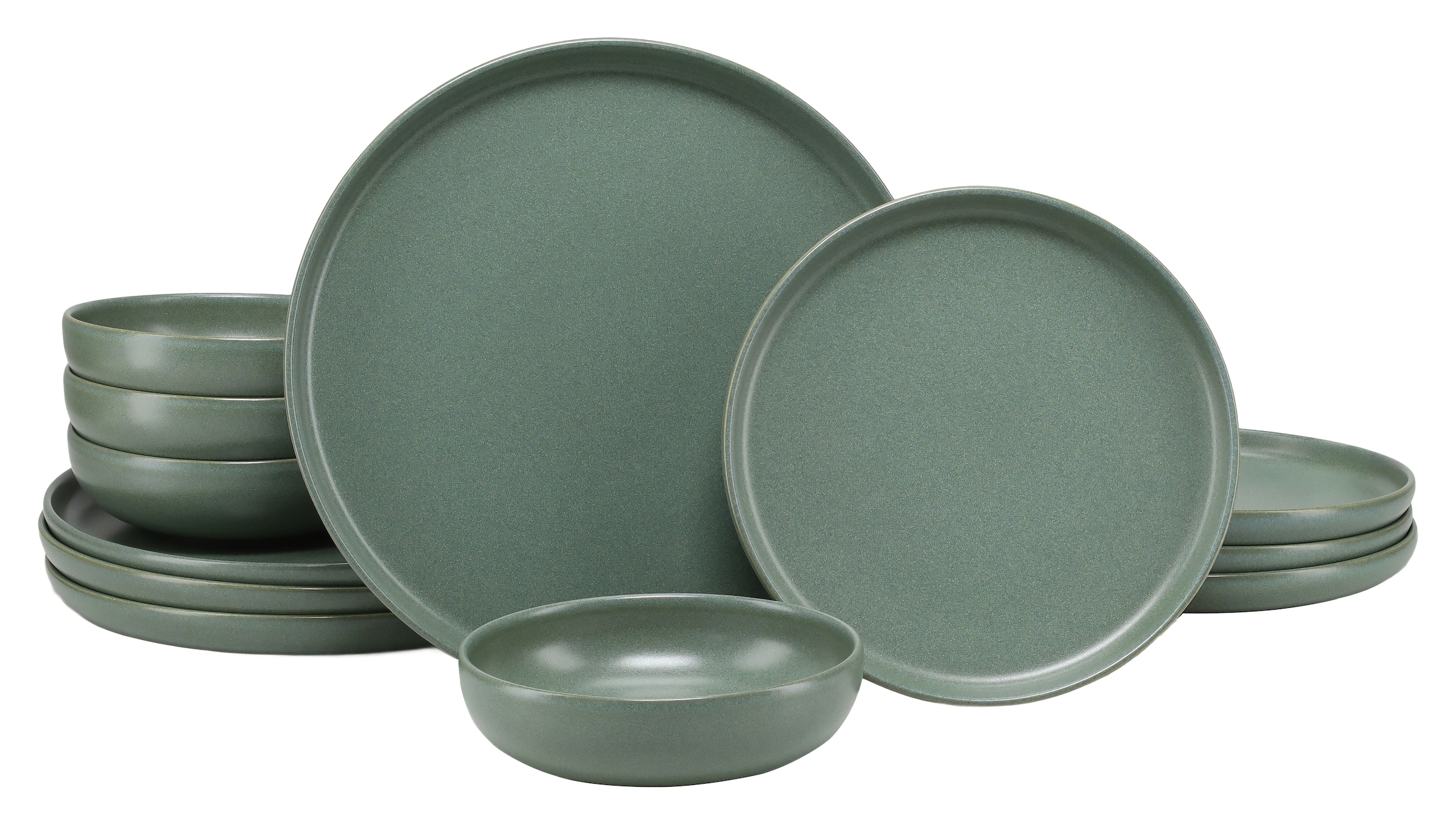 CreaTable Teller-Set »Uno, Geschirr-Set, 12-tlg.« Seidenmatten, Spezialglasur, Klare Konturen mit sanften Rundungen