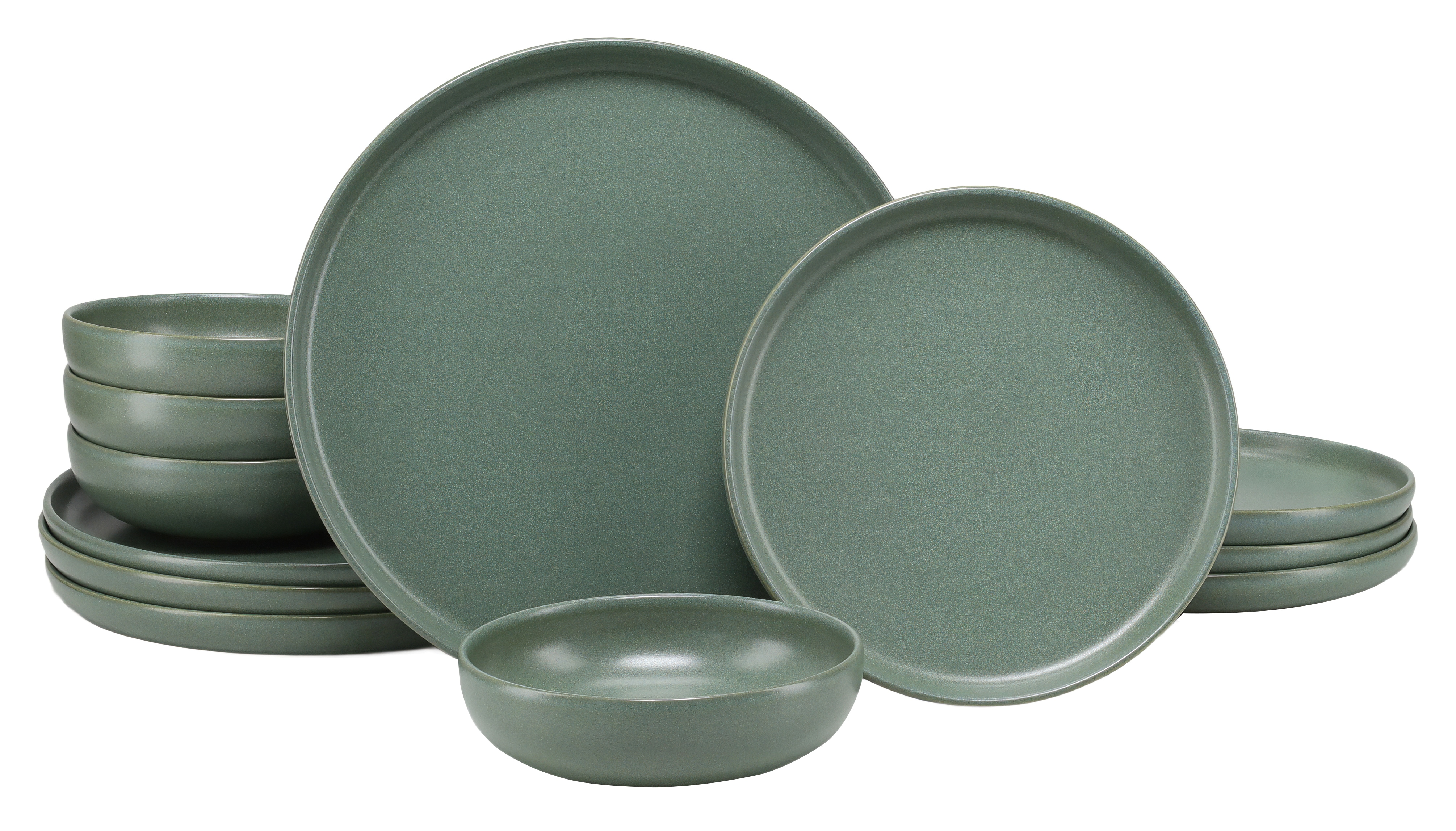 CreaTable Teller-Set "Uno, Geschirr-Set, 12-tlg." Seidenmatten, Spezialglasur, Klare Konturen mit sanften Rundungen
