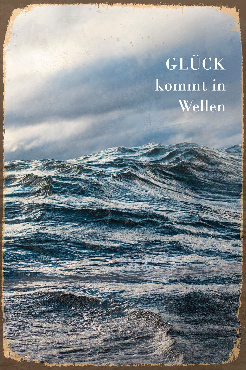 queence Metallbild »Glück«, Meer-Schriftzug-Meer, (1 St.), Stahlschilder