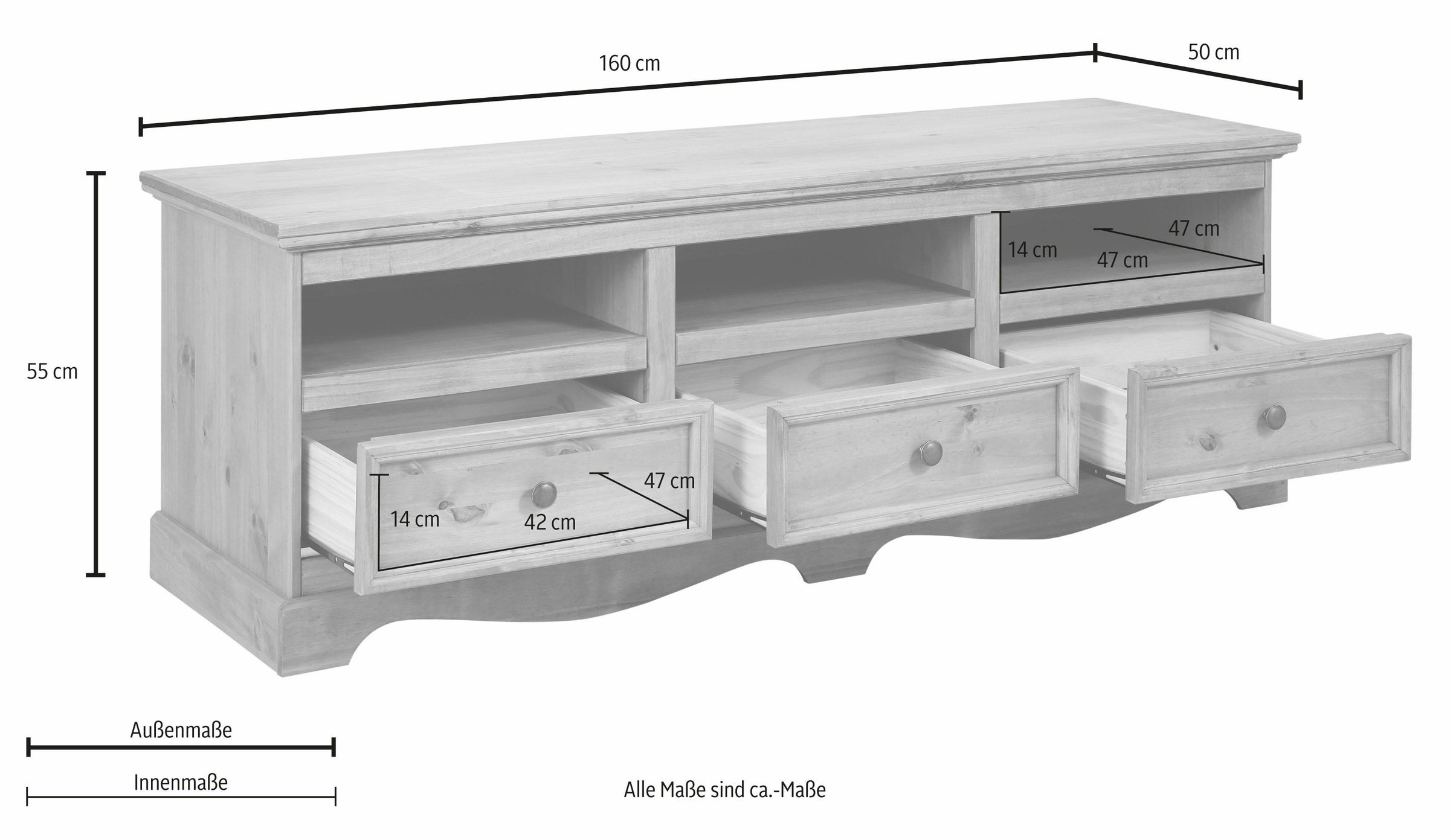 OTTO home Lowboard "Melissa" Kommode, Breite 160 cm günstig online kaufen