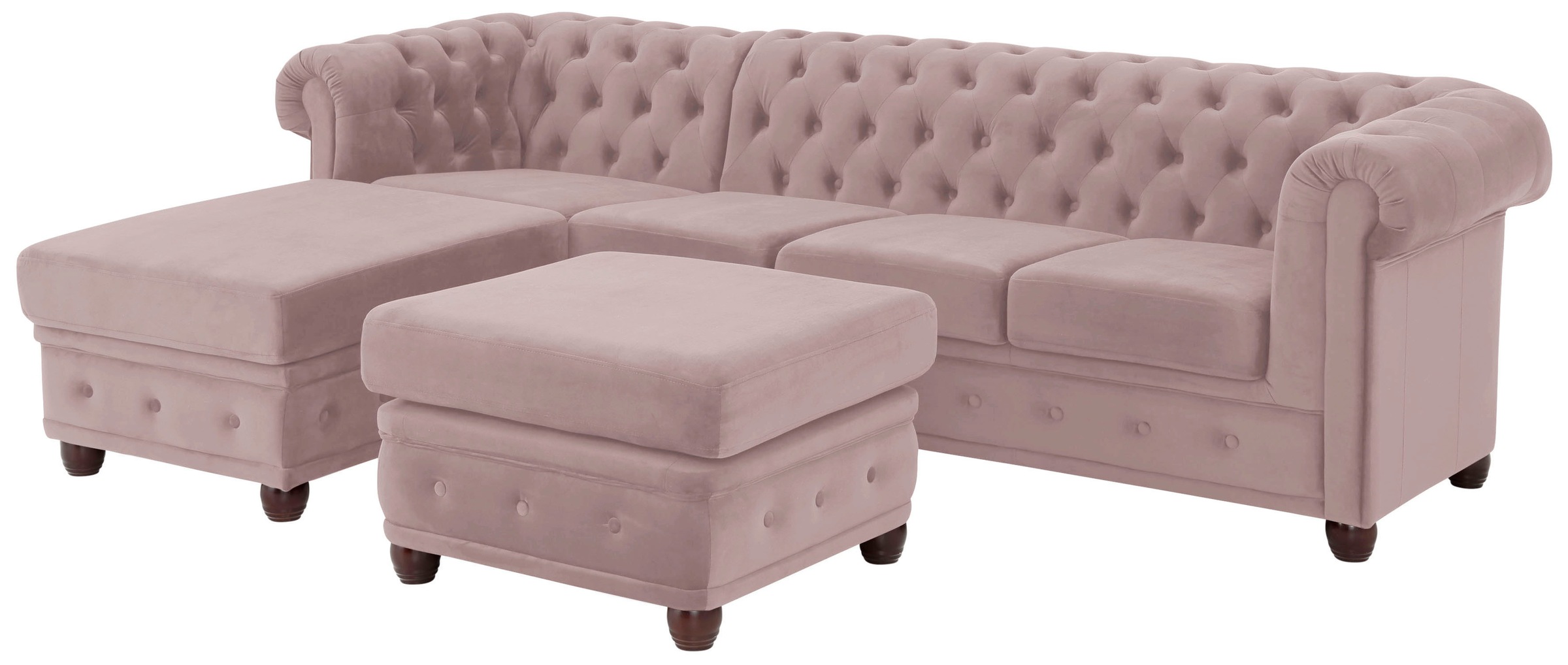 Home affaire Chesterfield-Sofa »New Castle L-Form«, hochwertige Knopfheftung in Chesterfield-Design, B/T/H: 255(171/72)