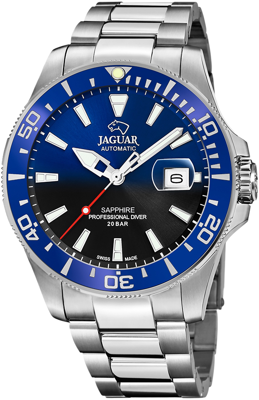 Jaguar Automatikuhr »Automatic«, Armbanduhr, Herrenuhr, Saphirglas, Swiss Made, Edelstahlarmband